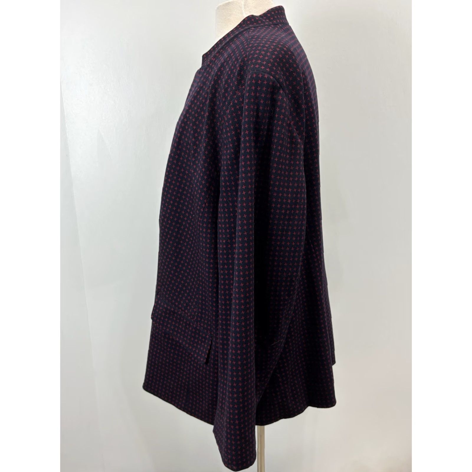Talbots NEW Talbots Aberdeen Blazer Jacket 24W Plus Navy Red Print Cotton Career Womens Size 4XL / US 24-26 - 2 Thumbnail