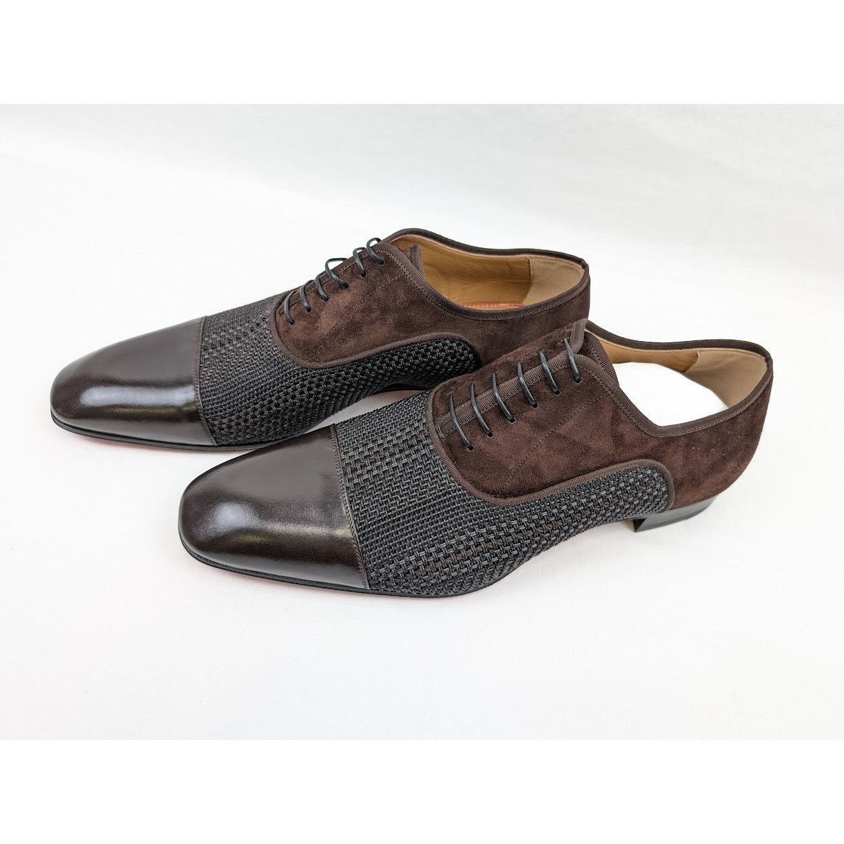 Christian Louboutin o1rshd1 Patent Calf Tresse Provence Lace Up Shoes Dark Brown Size US 11.5 / EU 44-45 - 19 Thumbnail