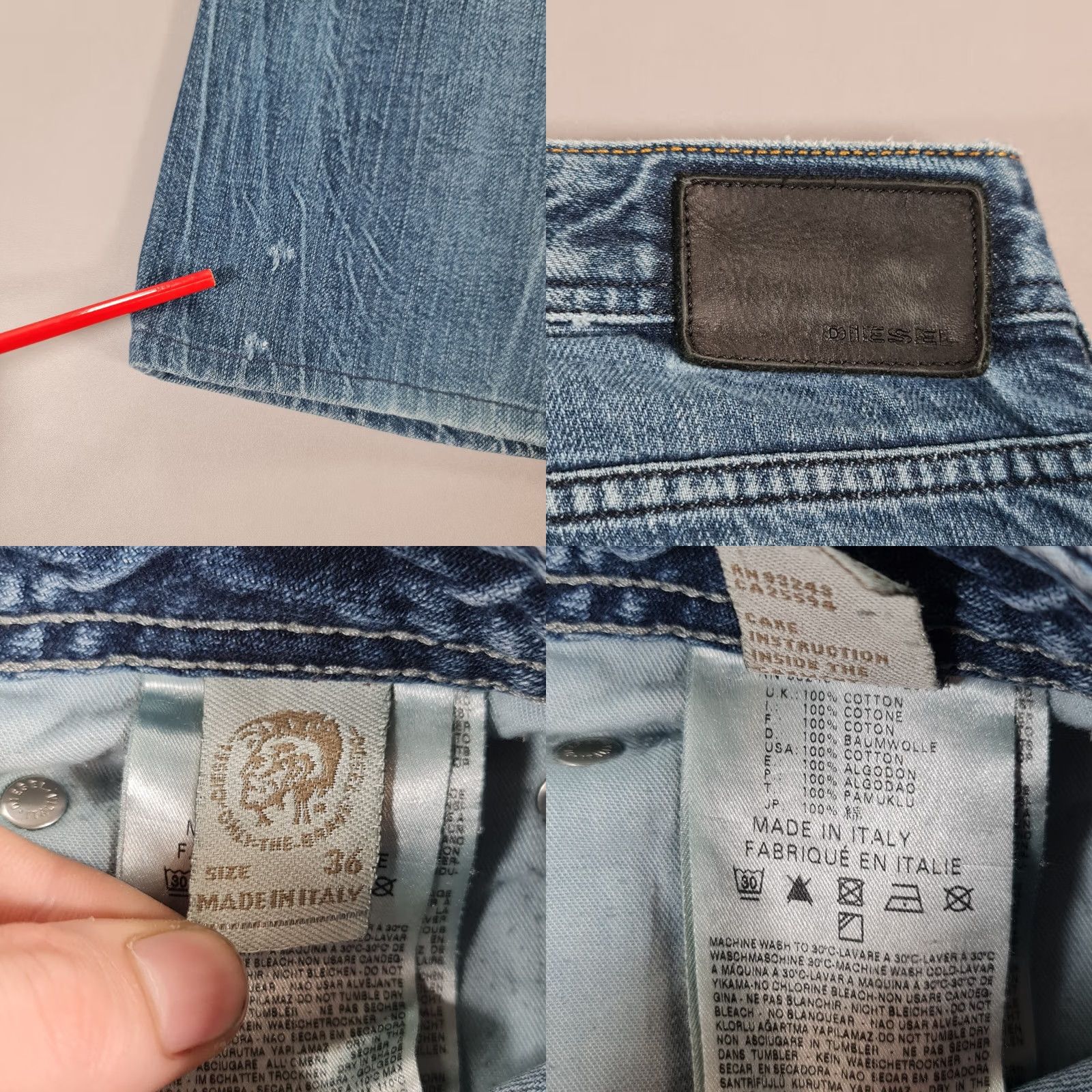 Diesel Diesel Zathan Jeans Mens Regular Bootcut Denim Distressed 5-Pocket W36 L28 Blue 100% Cotton Button Fly Vintage No N/A Size US 36 / EU 52 - 9 Thumbnail