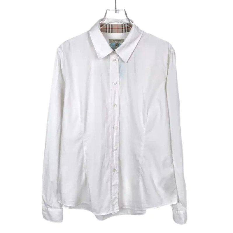 Burberry Burberry White Cotton Women's Long Sleeve Shirt Size L / US 10 / IT 46 - 1 Thumbnail
