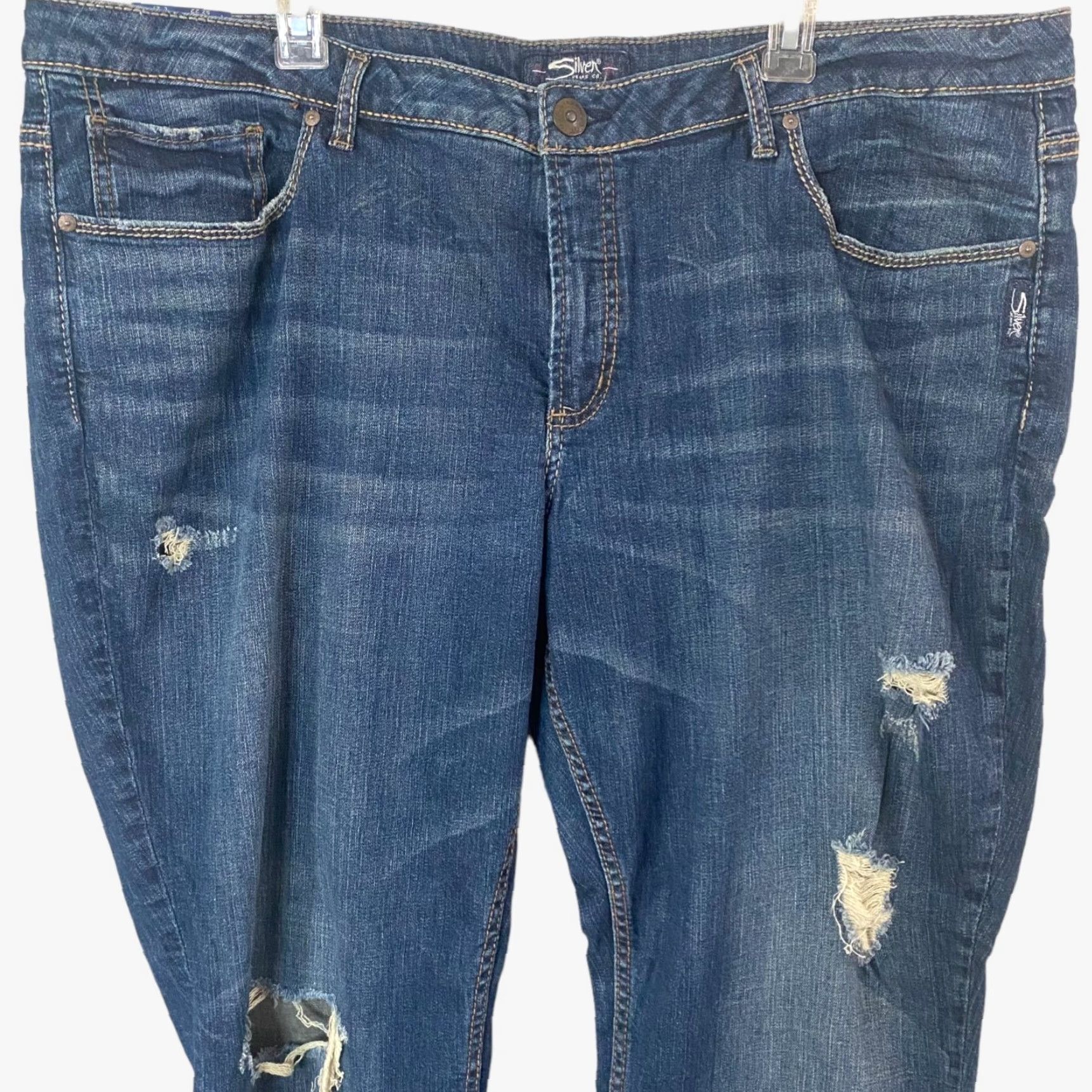 Silver Jeans Co. Silver Jeans Co Sam Boyfriend Jeans Blue 22 Womens Plus Size Slim Mid-Rise New Size 40" / US 18 - 4 Thumbnail