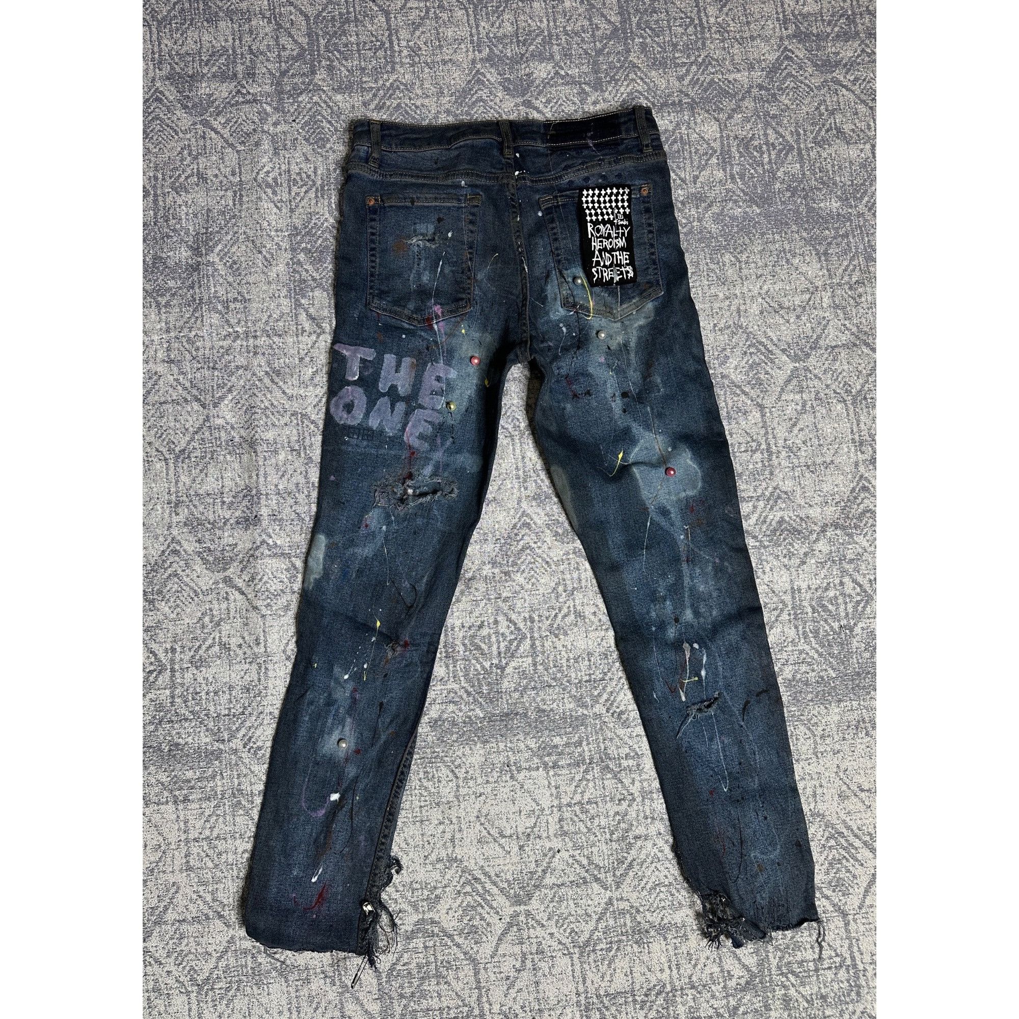 Ksubi Custom Reworked Embellished Bleached Distressed Paint Staine Size 29" - 7 Thumbnail