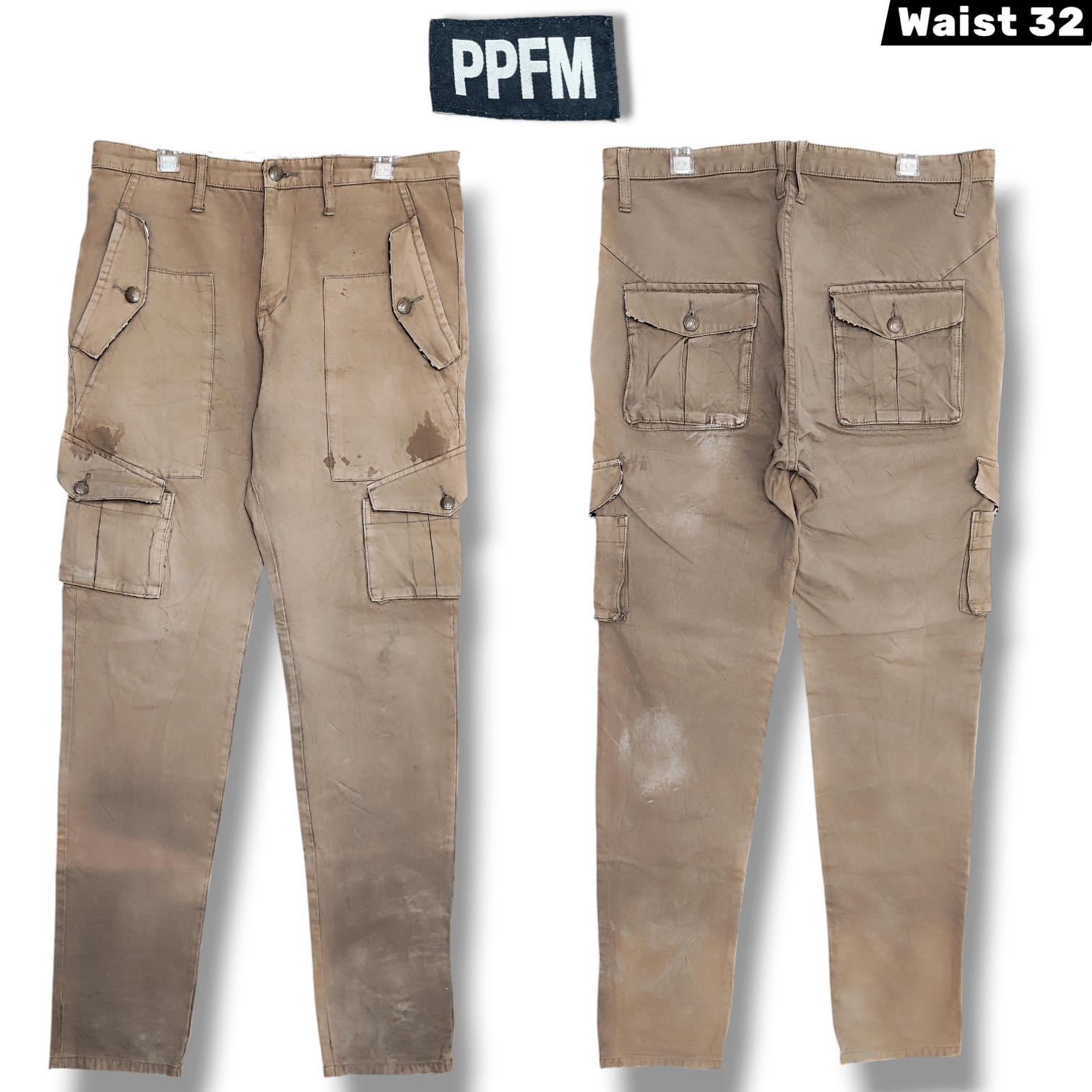 PPFM Bondage Distressed Brown Cargo Pants
