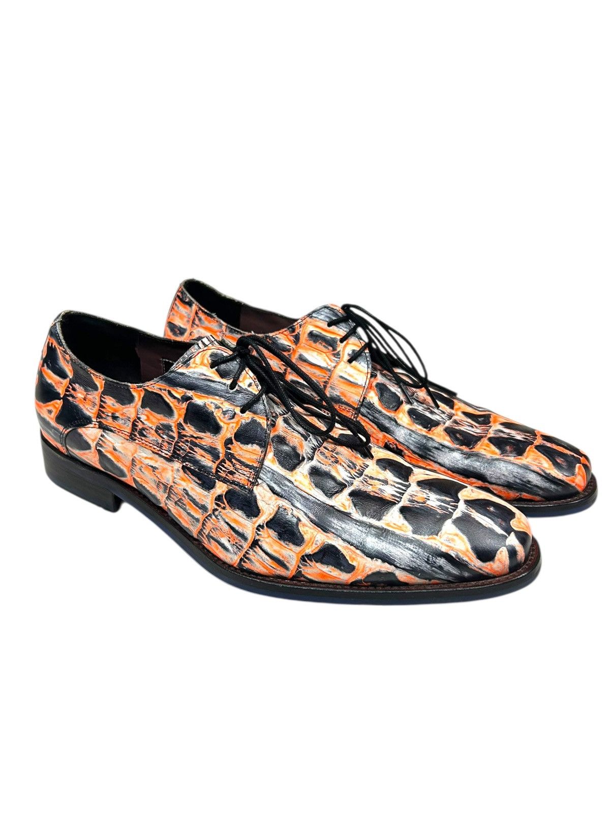 Floris van Bommel Rare Floris van Bommel orange lace shoe crocodile style Size US 10.5 / EU 43-44 - 1 Thumbnail