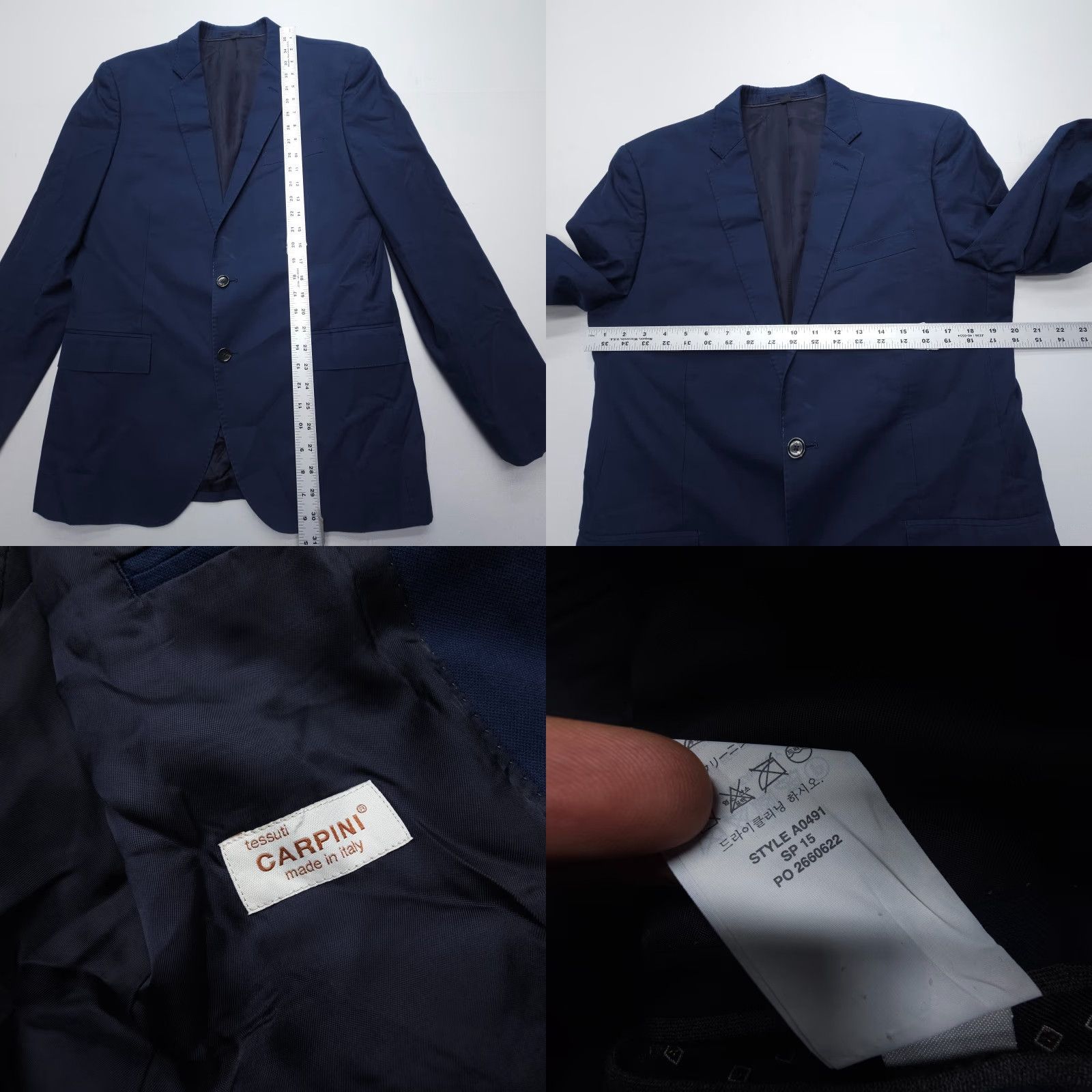 J.Crew J.CREW Blazer Slim Fit Italian Cotton Sport Coat Jacket 40R Mens Blue Two Button Notch Lapel Regular Size 40R - 8 Thumbnail