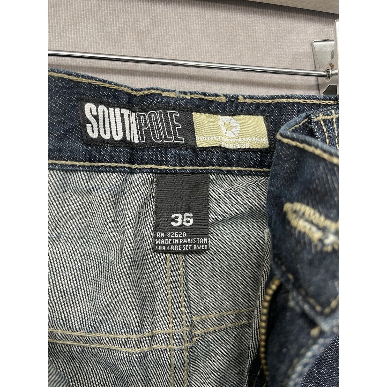 Southpole Southpole Mens Baggy Denim Jean Shorts Jorts Dark Blue Y2K S Size US 36 / EU 52 - 8 Thumbnail