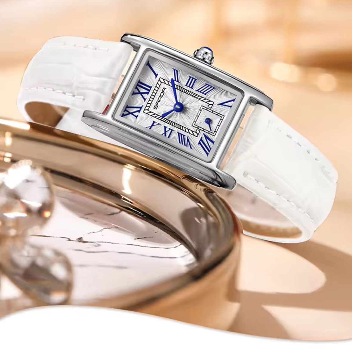 Jewelry Vintage Style Watch White Silver Leather Band Size ONE SIZE - 3 Thumbnail