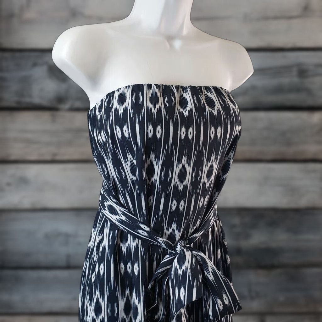 Athleta Athleta Womens Dress Strapless Anywhere Sz 4 Blue White Ikat Pockets Size S / US 4 / IT 40 - 1 Thumbnail