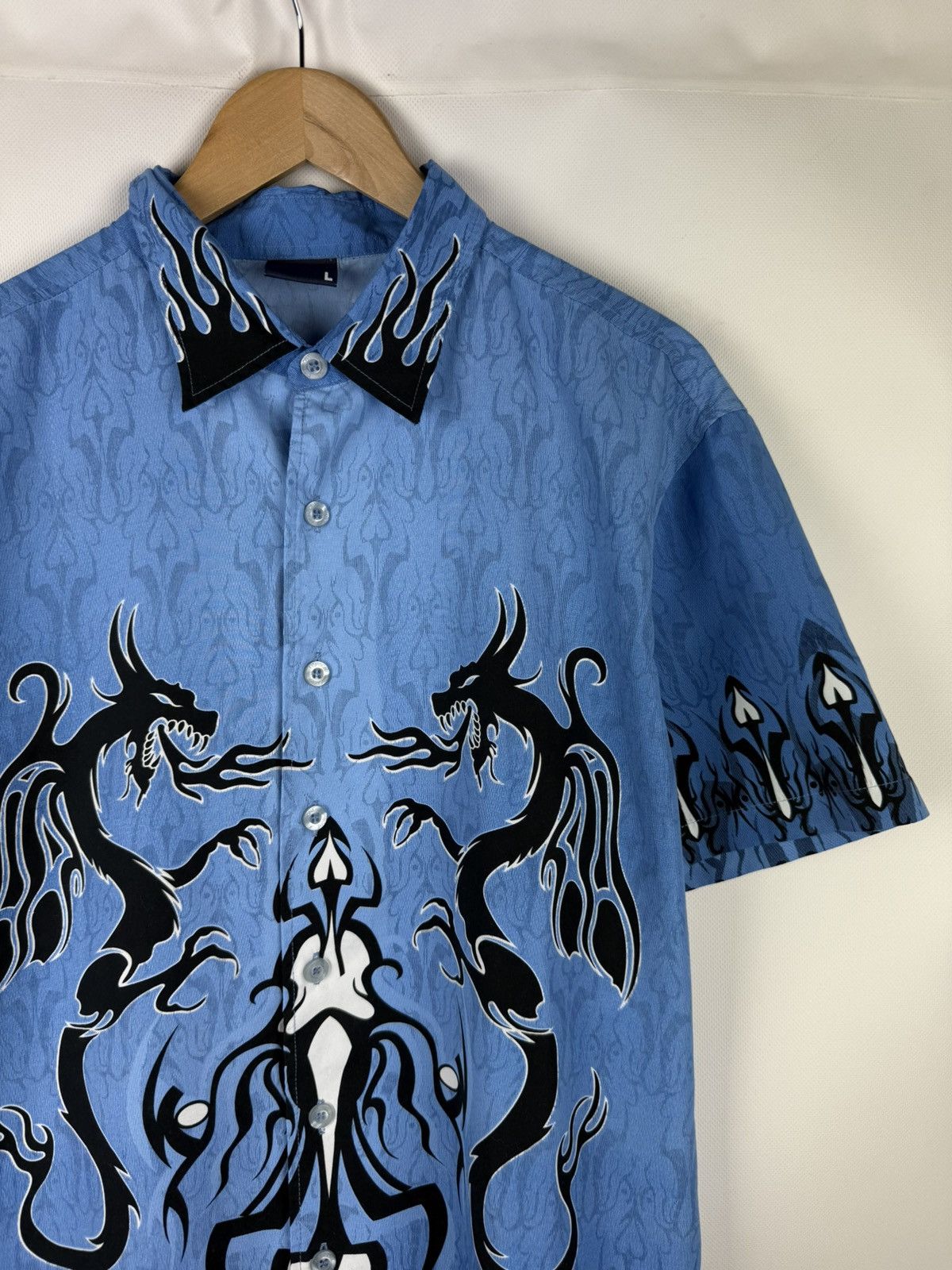 Other Fishbone Tribal Dragon Overprinted Y2K Crazy Button Up Shirt Size US L / EU 52-54 / 3 - 5 Thumbnail