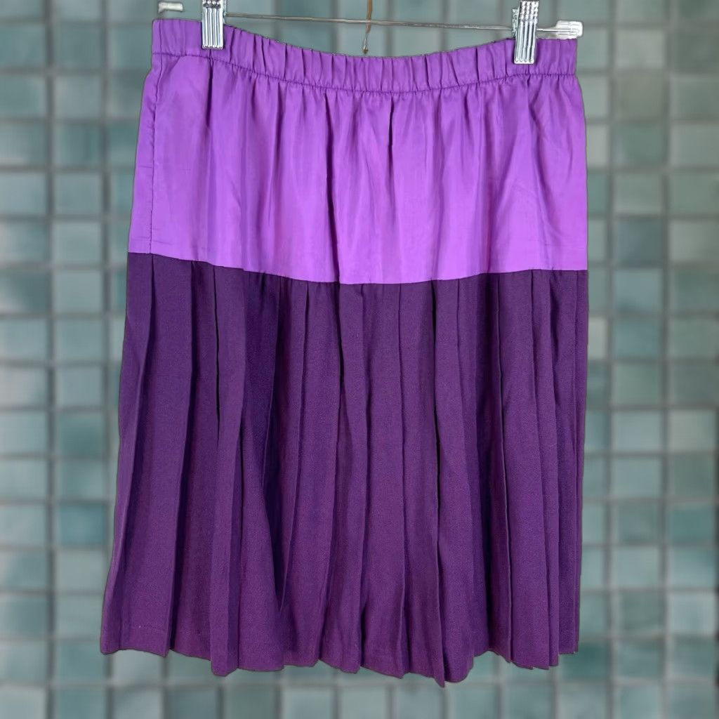 Vintage VINTAGE 1980s Purple 2 Tone Skirt 80s Womens Size 12 Made in USA Size 32" / US 10 / IT 46 - 1 Thumbnail