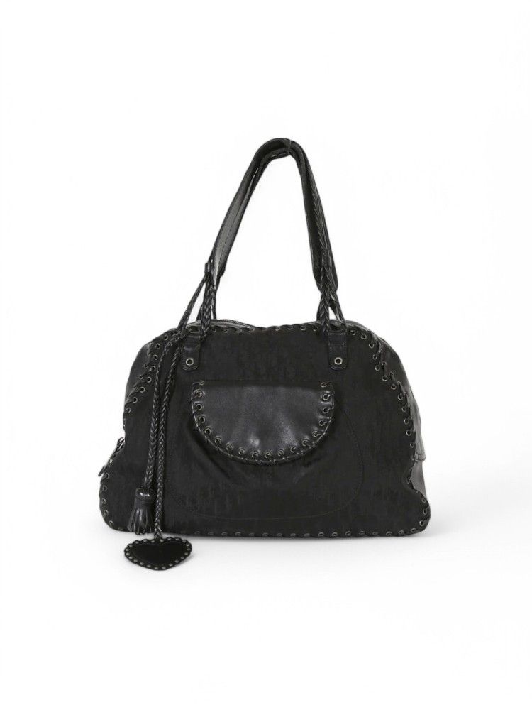 Dior Dior - Ethnica Line Mini Boston Black Monogram Leather Size ONE SIZE - 1 Thumbnail