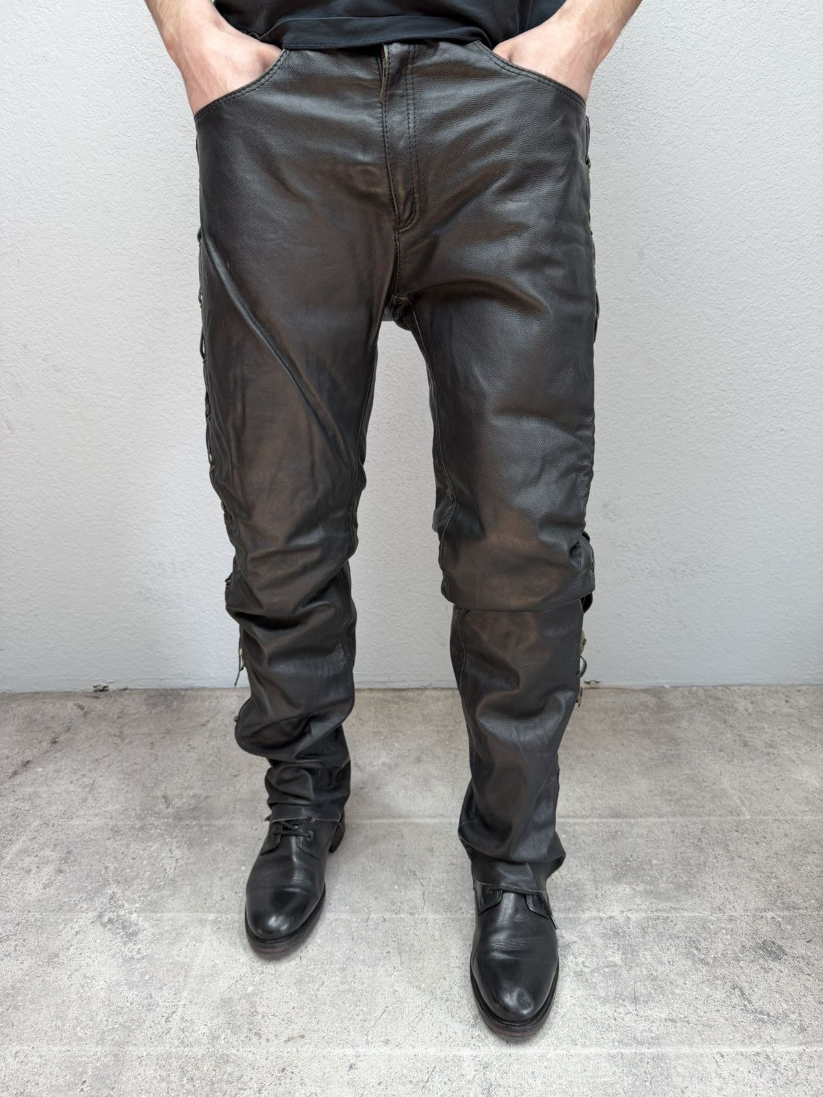 Leather Vintage IXS Leather Pants Black Riding Y2K Archival Dainese Size US 33 - 2 Thumbnail