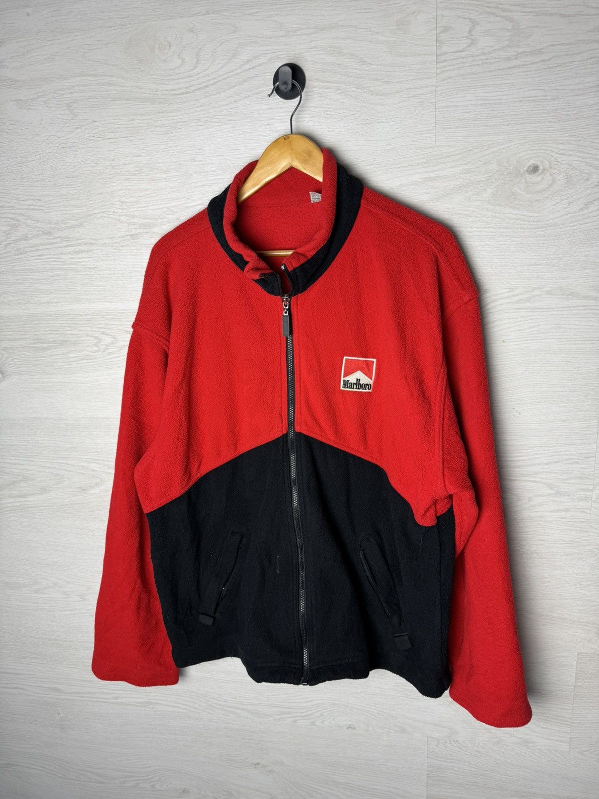 Marlboro Marlboro Vintage Fleece Jacket Red Black Zip Up Logo Size US L / EU 52-54 / 3 - 2 Thumbnail