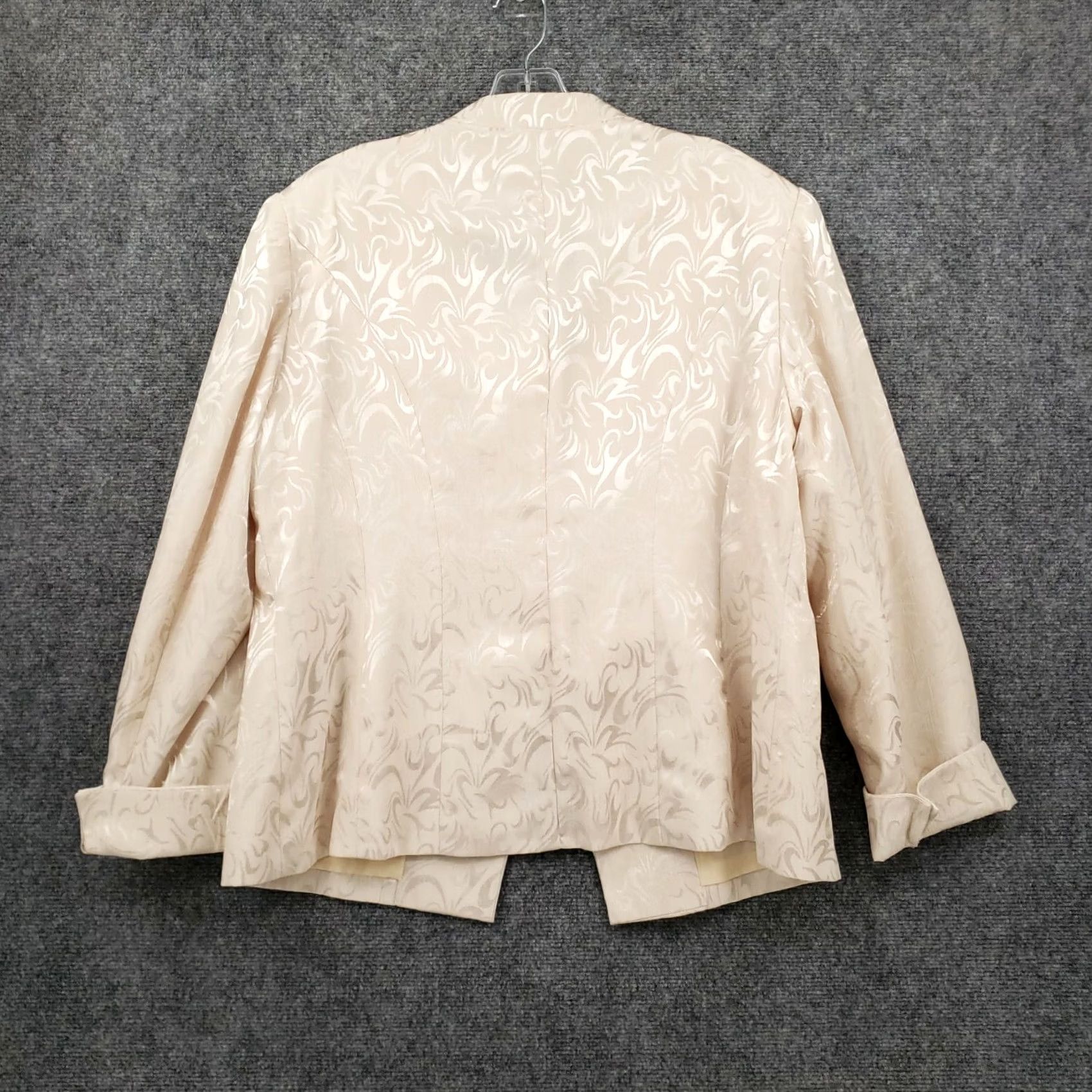 Vintage Terramina Jacket Women White Size 14 Long Sleeves Polyester Collarless Printed Brooch Size XL / US 12-14 / IT 48-50 - 2 Thumbnail