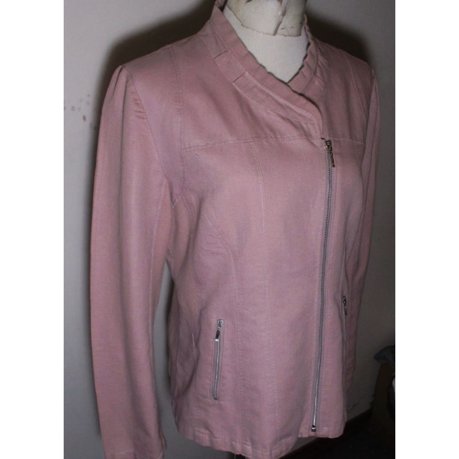 Vintage SUNDANCE Pink Full Zip Linen Jacket Women's 12 Shirt Womens All Seasons Zip Jacket Size XL / US 12-14 / IT 48-50 - 3 Thumbnail