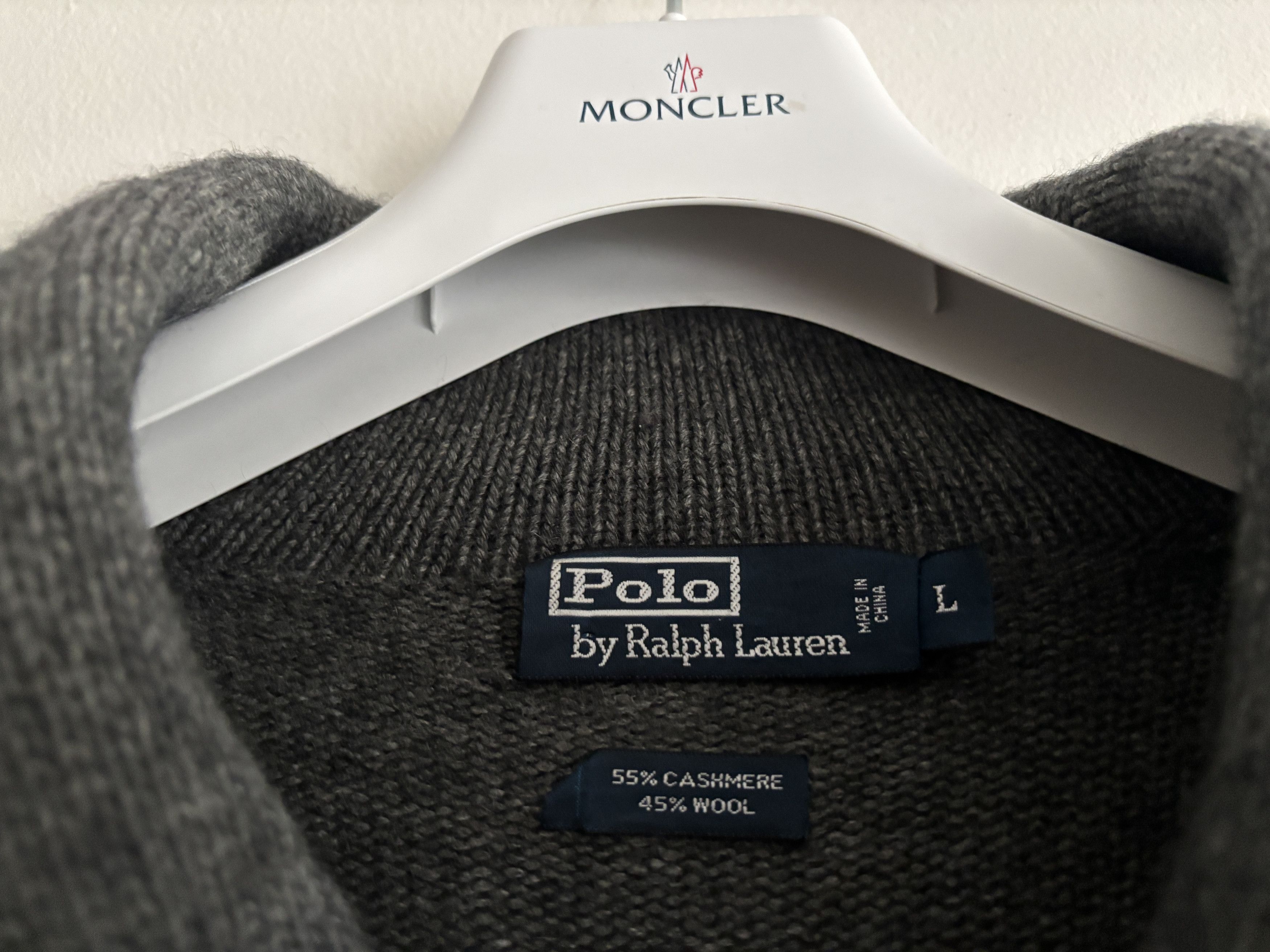 Polo Ralph Lauren $445 Grey Shawl Collar Cashmere Wool Fisherman’s Sweater Size US L / EU 52-54 / 3 - 3 Thumbnail