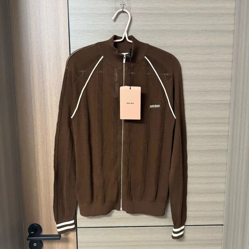 Miu Miu Miu Miu Brown Cotton Women's Cardigan 0089 Size M / US 6-8 / IT 42-44 - 1 Thumbnail