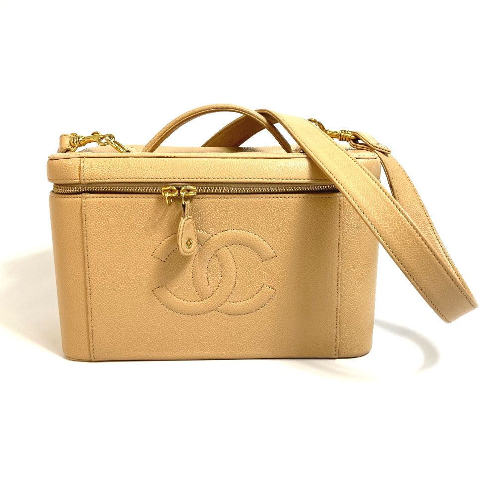 Chanel Cc Coma Mark Vanity Bag Briefcase Double Handbag Shawl Diagonal Hanging (E.g. Of A Rocket) Shoulder Caviar Skin Women Beige in Neutrals