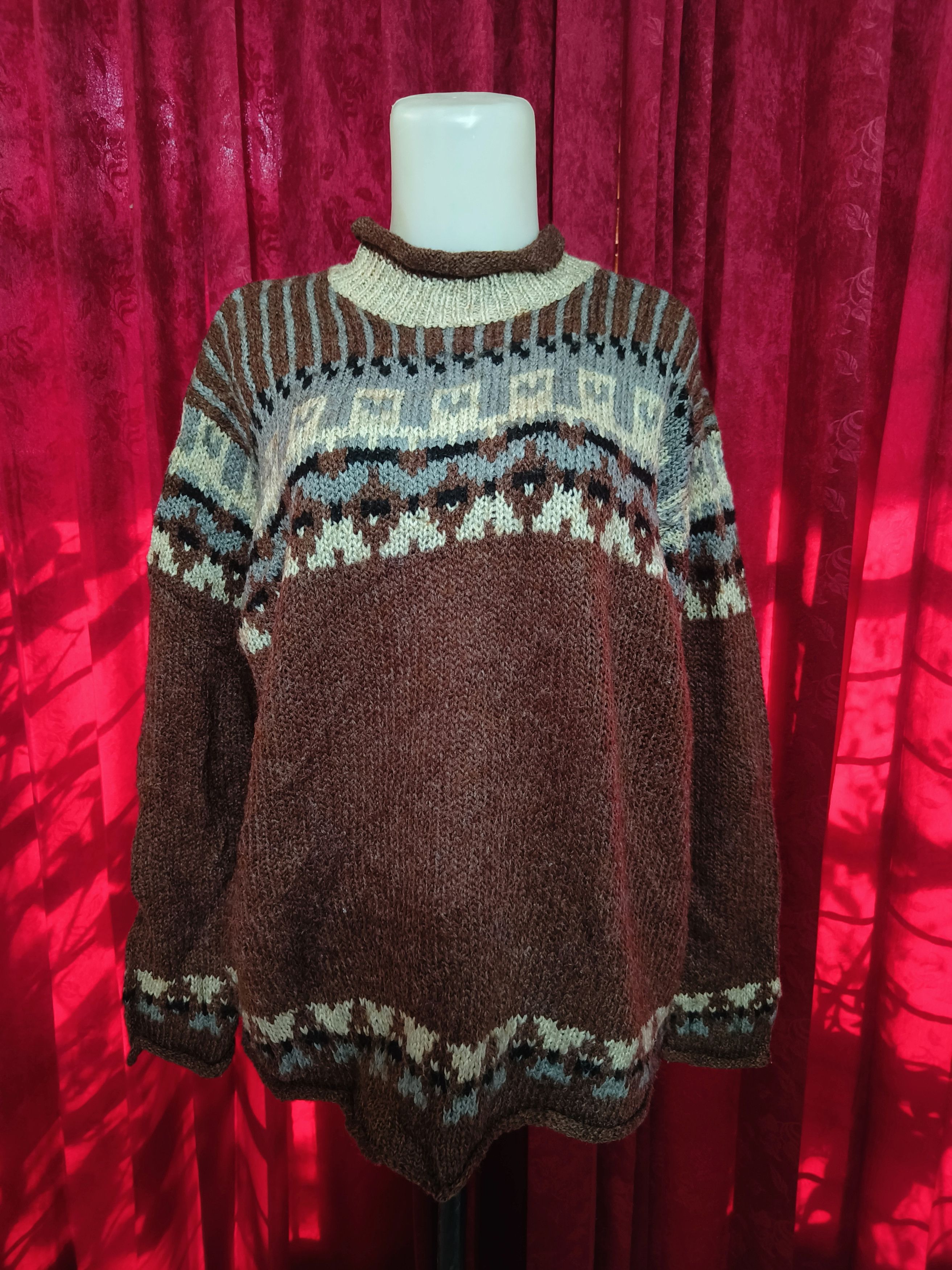 Other Vintage 80s CLAUDIA D Ethnic Motifs Pattern Knit Sweater Size US L / EU 52-54 / 3 - 8 Thumbnail
