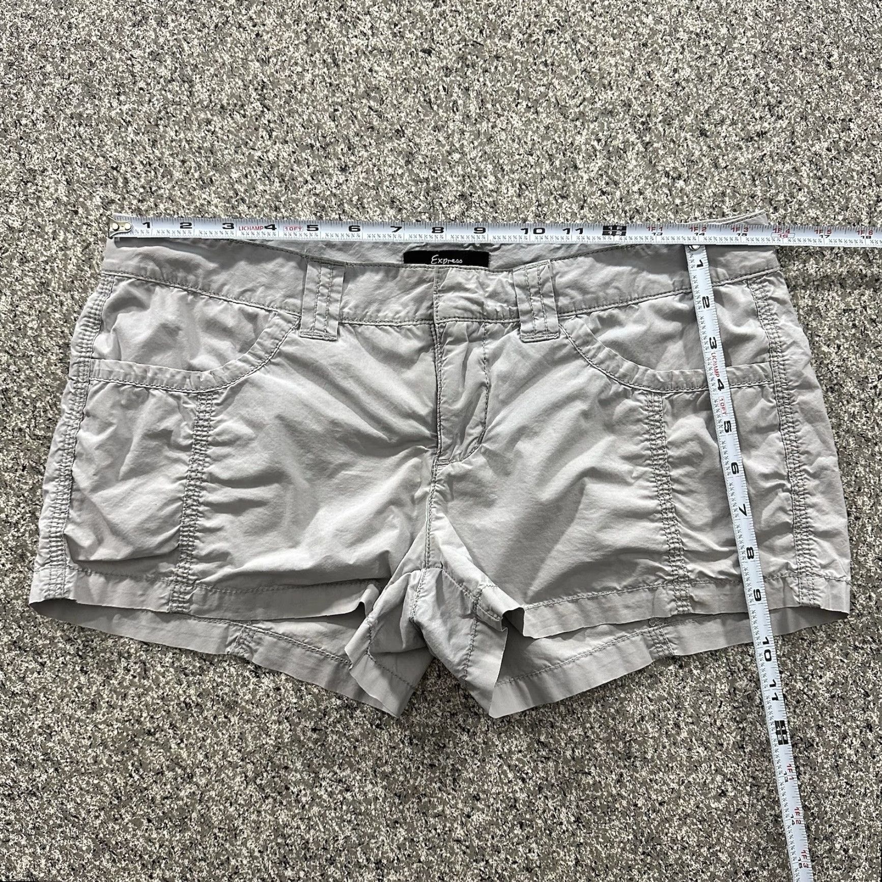 Express Express Low Rise Mico Shorts Womens 6 31x2 Vintage Y2K Hipster Grey Blue 90s Shoes? Size 28" / US 6 / IT 42 - 4 Thumbnail