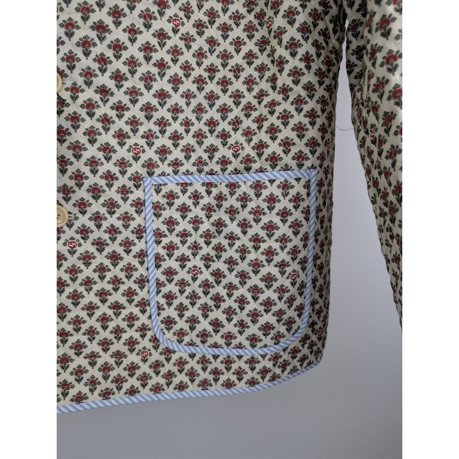 Gucci o1rshd1 Flowers On Linen Jacket in Ivory/Red Size US M / EU 48-50 / 2 - 6 Thumbnail