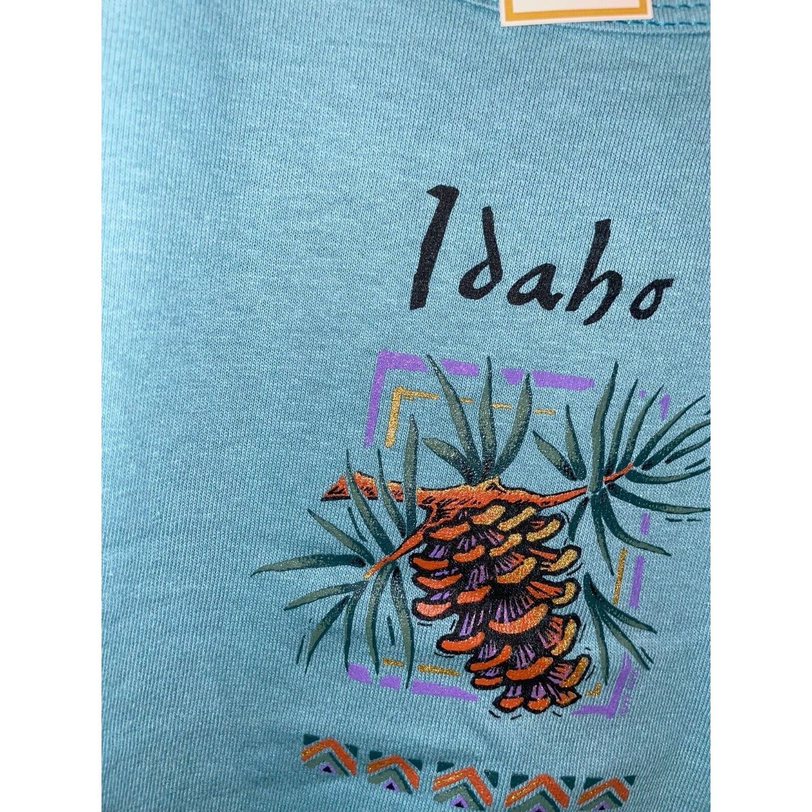 Vintage Womens Vintage Idaho Shirt Pinecone Fall Tree Teal Tee 90s M Size M / US 6-8 / IT 42-44 - 3 Thumbnail