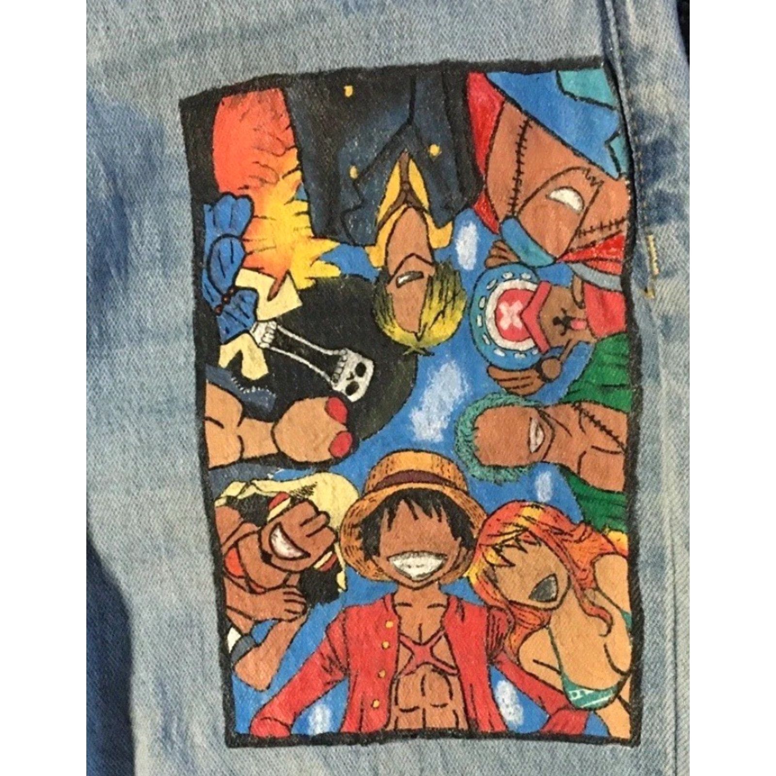 Vintage Vtg Custom Painted Anime Faded Distress Jeans 26 Naruto One Piece Manga Grunge Size 26" / US 2 / IT 38 - 6 Thumbnail