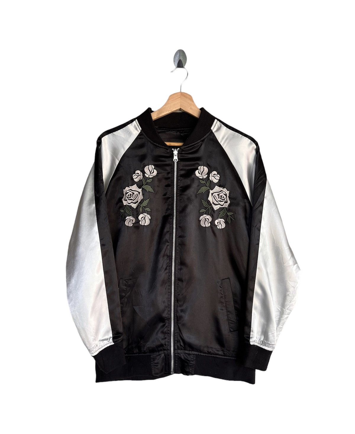 image of Leahmatin Embroidery Flower Jacket in Black, Men's (Size Medium)