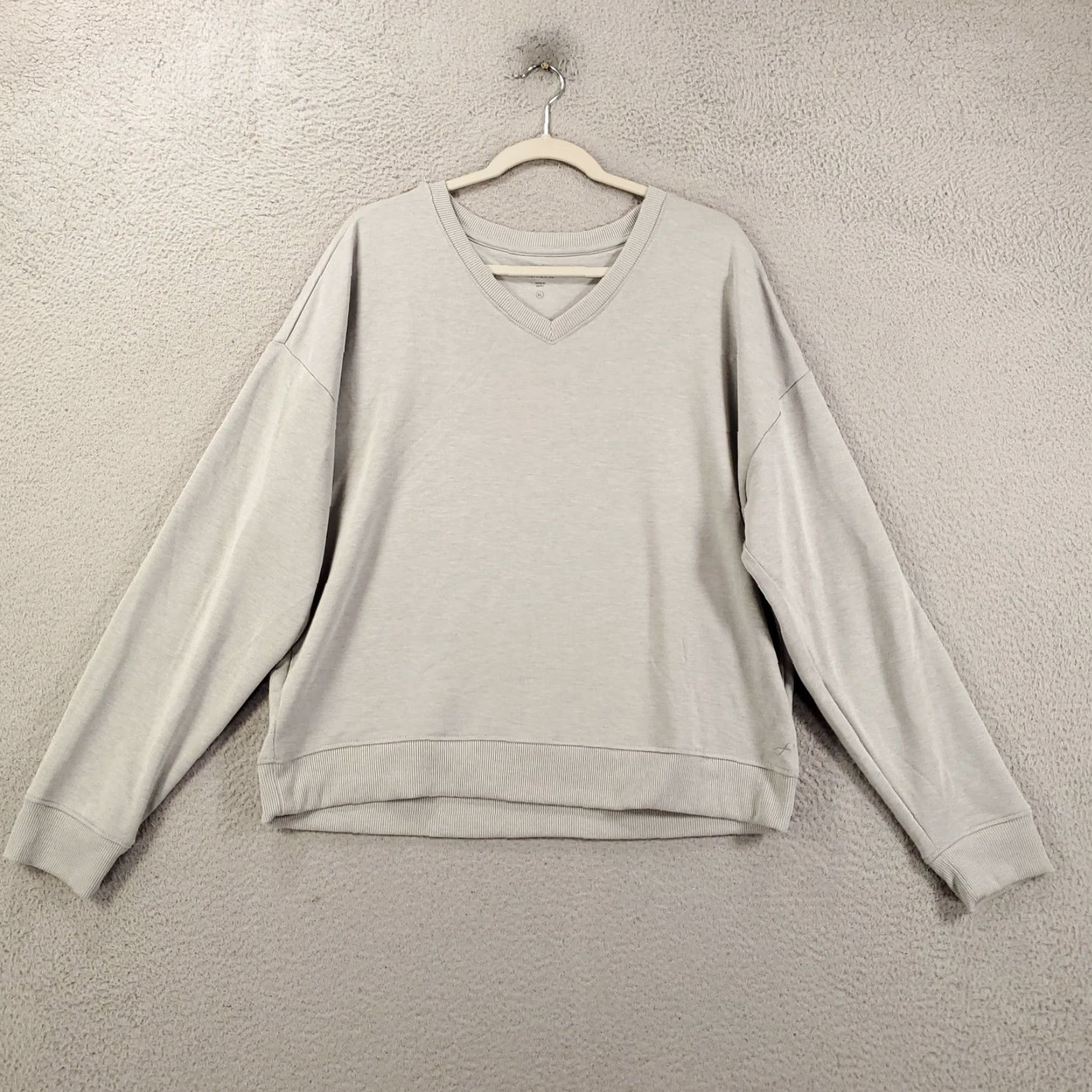Vintage Freely Womens Sweater XL Gray V Neck Stretchy Pullover Lightweight Sweateshirt Top Size XL / US 12-14 / IT 48-50 - 4 Thumbnail