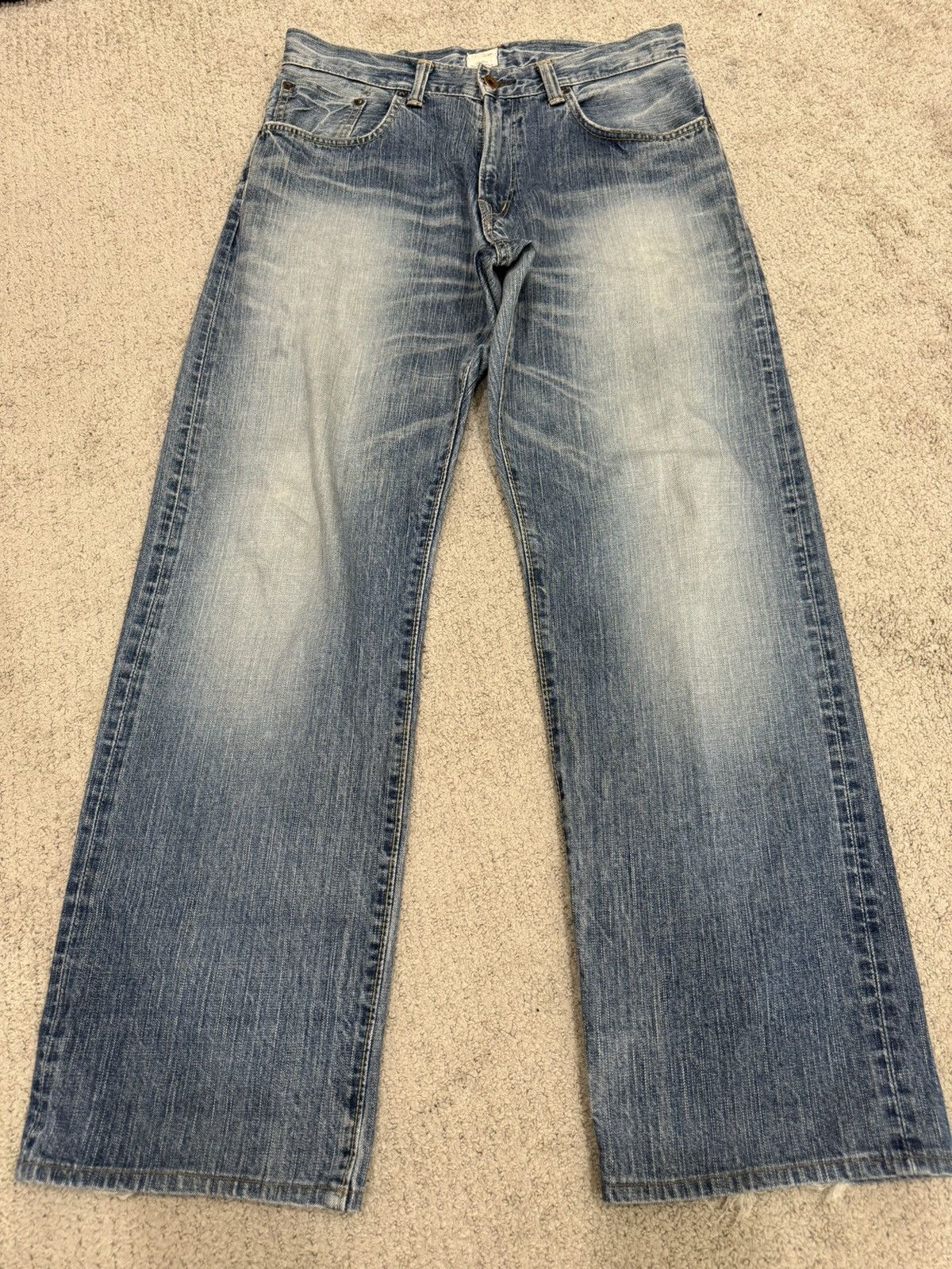 image of Distressed Denim x Edwin Bind Now VTG Edwin 505Z Selvedge Faded Stone Wash (24-199) in Blue (Size 3