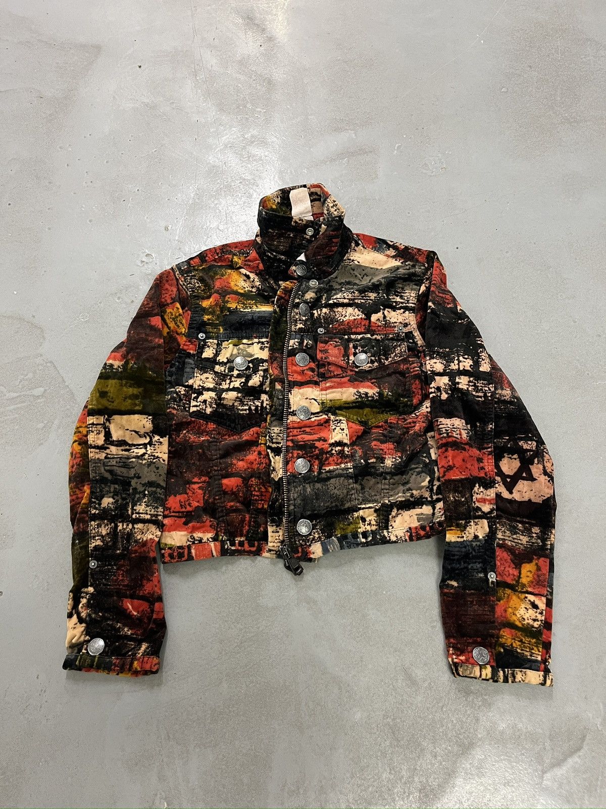 Jean Paul Gaultier Jean Paul Gaultier Velvet Cropped Abstract Print Jacket Size S / US 4 / IT 40 - 2 Thumbnail