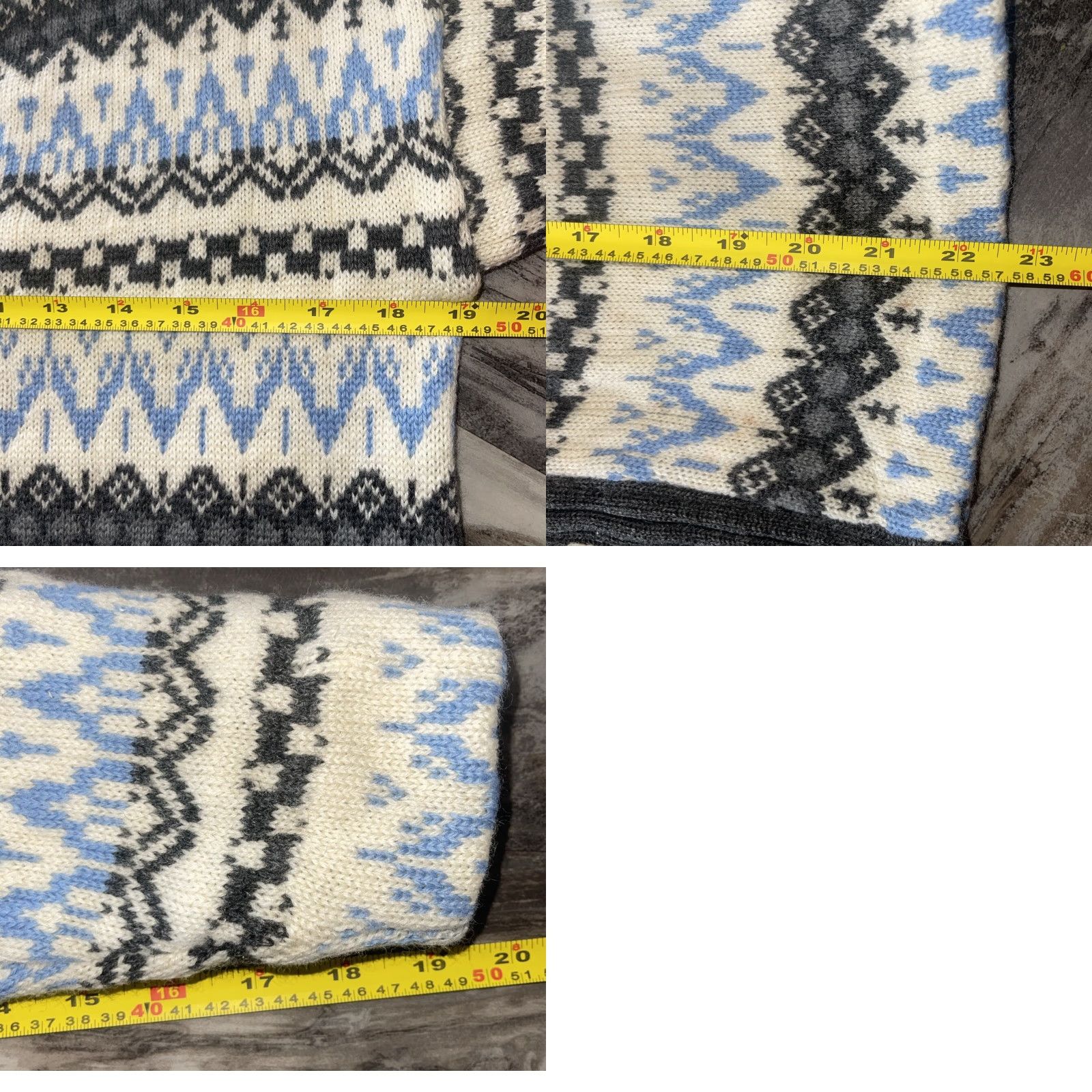 Vintage VINTAGE Nordic Icelandic Design 100% Virgin Worsted Wool Sweater Jacket Women M Full Zip Blue Gray Cream Cardigan Womens Size M / US 6-8 / IT 42-44 - 8 Thumbnail