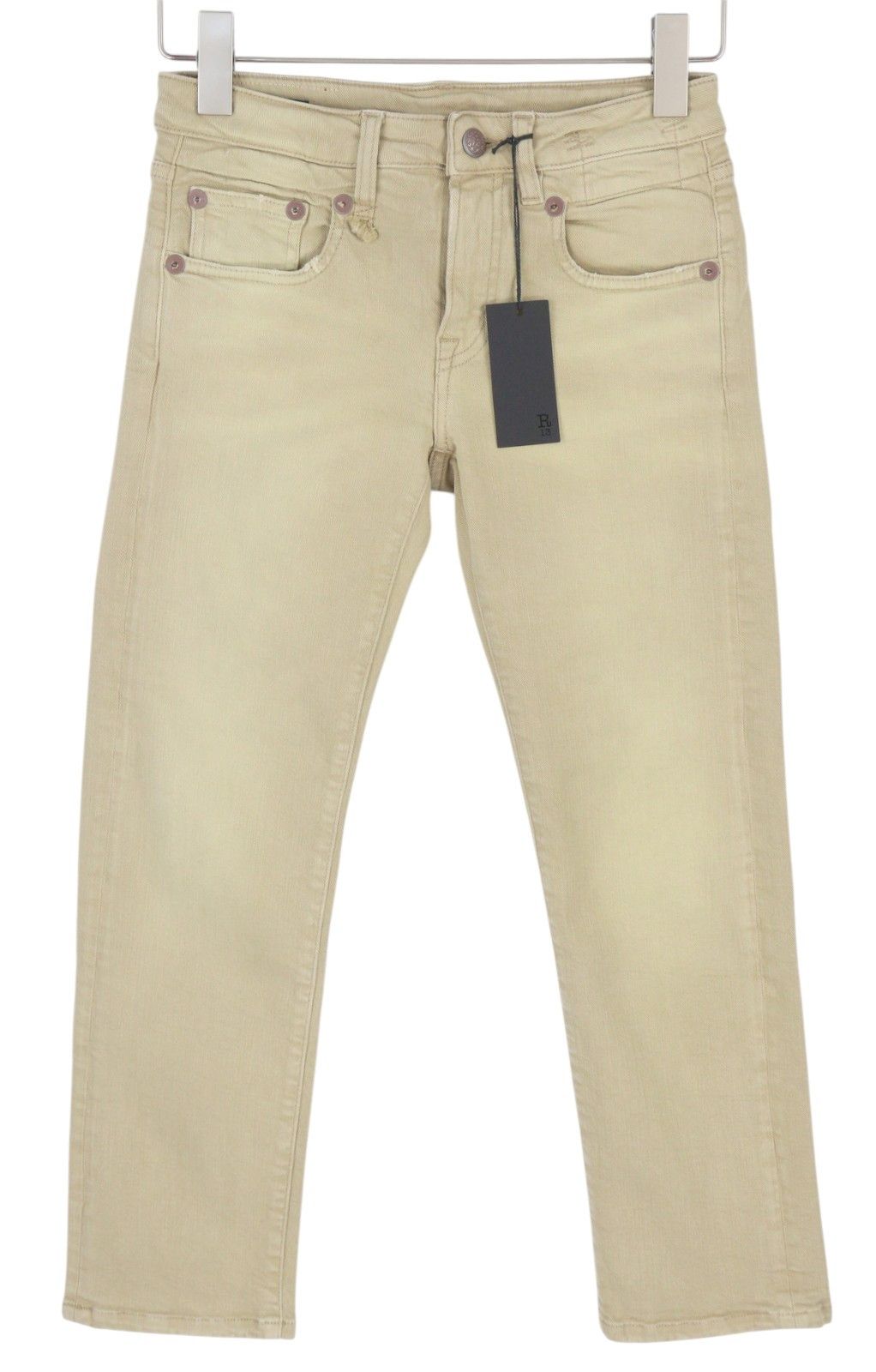 R13 BOY STRAIGHT 24 Khaki Stretch Washed Cropped Zip 86267 Size 24" / US 00 / IT 34 - 3 Thumbnail