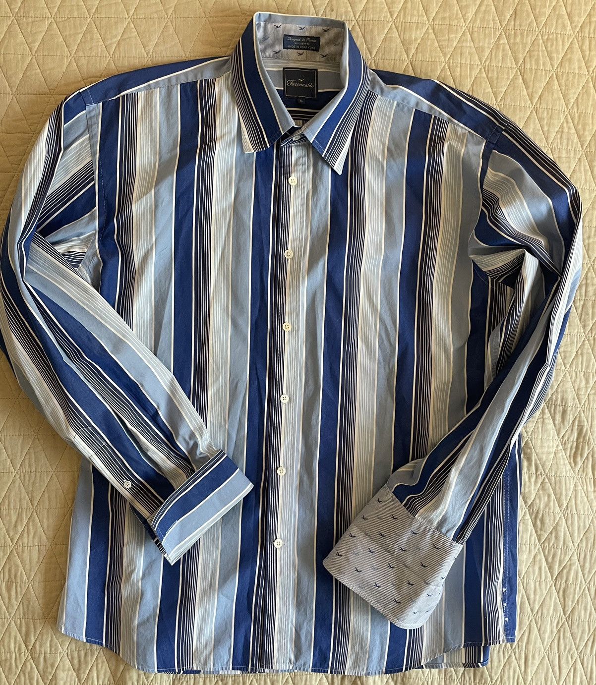 Faconnable × Vintage Bold Stripe French Cuff Shirt Size US XL / EU 56 / 4 - 2 Thumbnail