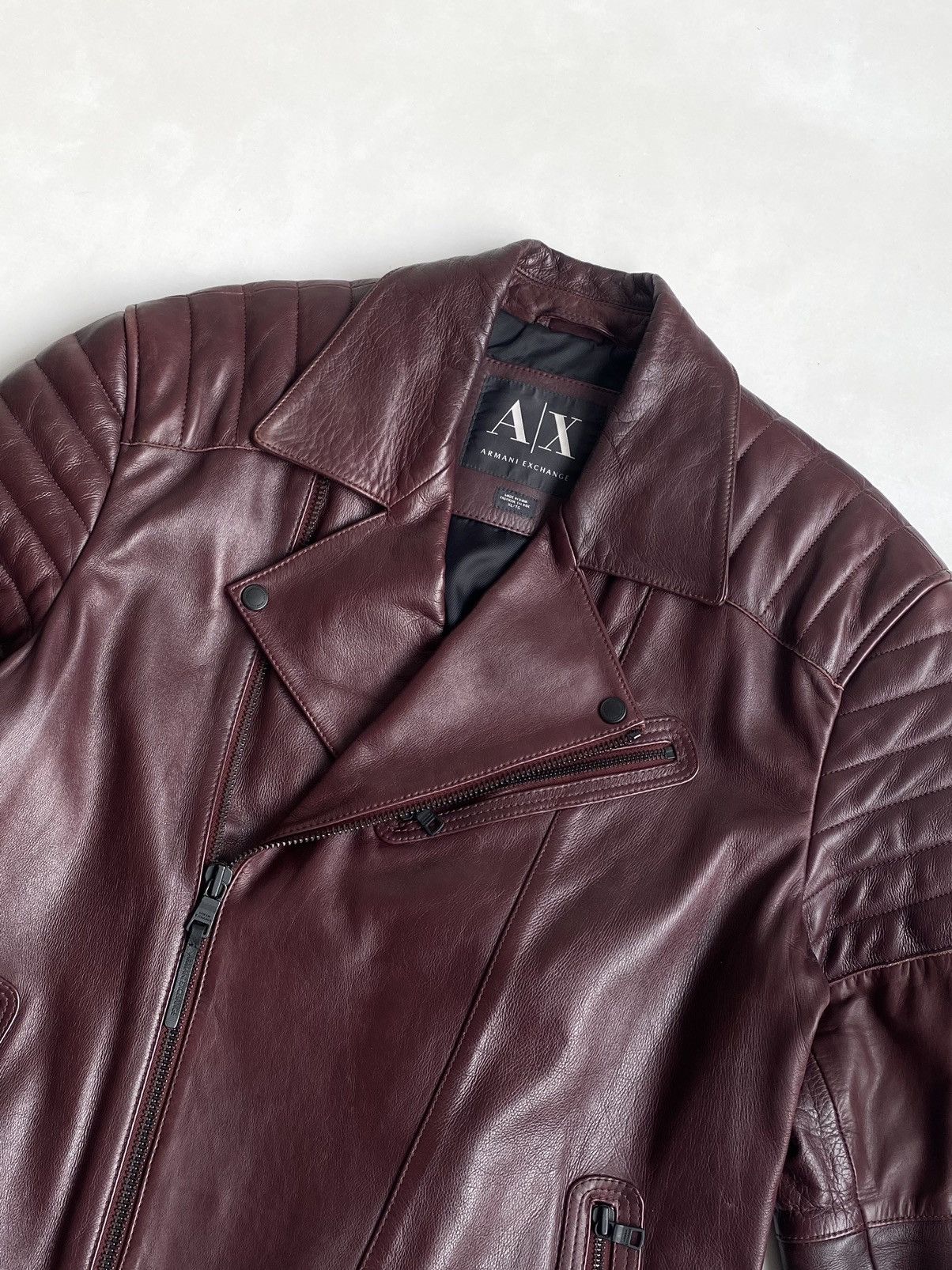 Armani Exchange Armani Exchange Leather Biker Jacket Burgundy Size US L / EU 52-54 / 3 - 5 Thumbnail