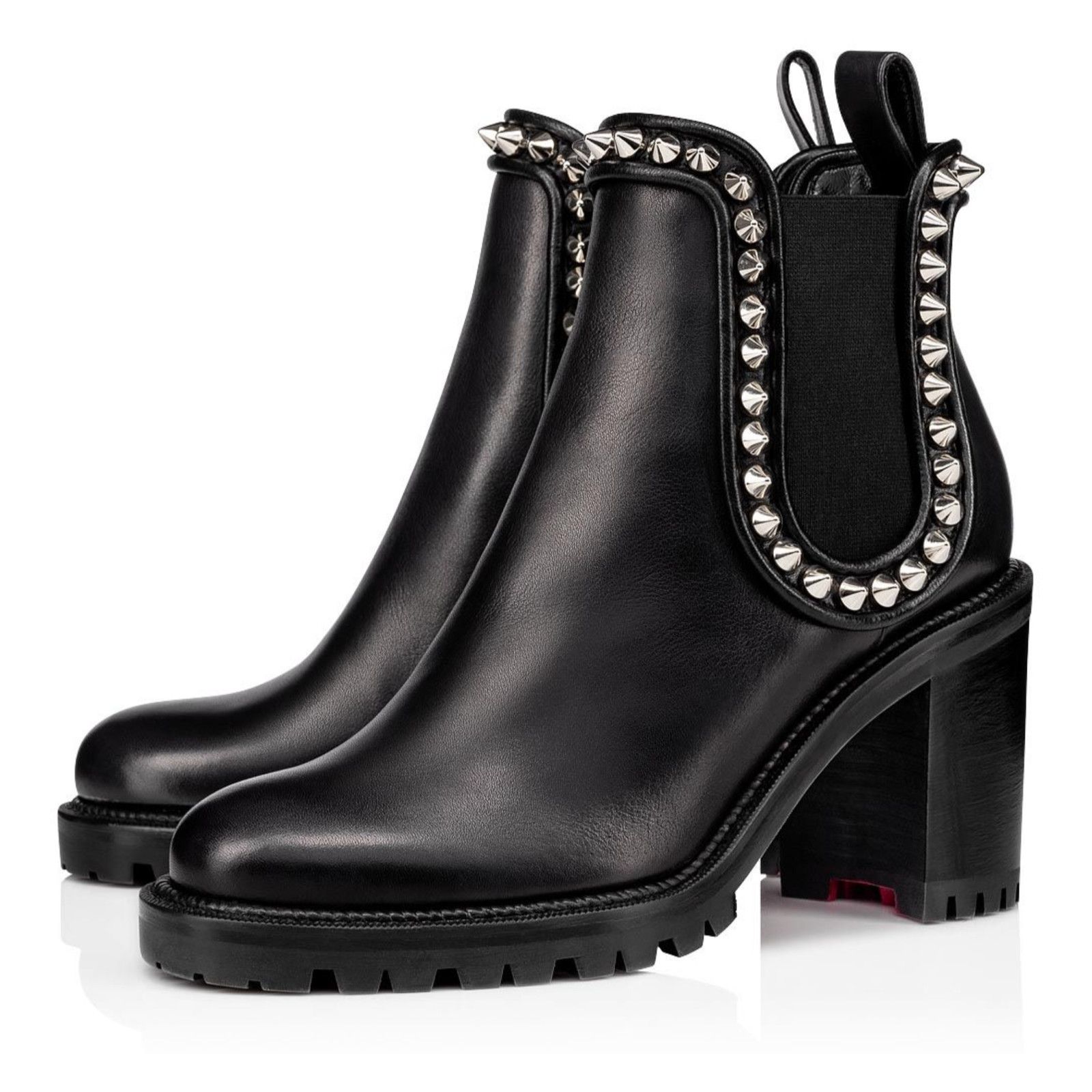 Christian Louboutin Christian Louboutin Capahutta 70 Black Leather Spike Ankle Size US 7 / IT 37 - 1 Thumbnail