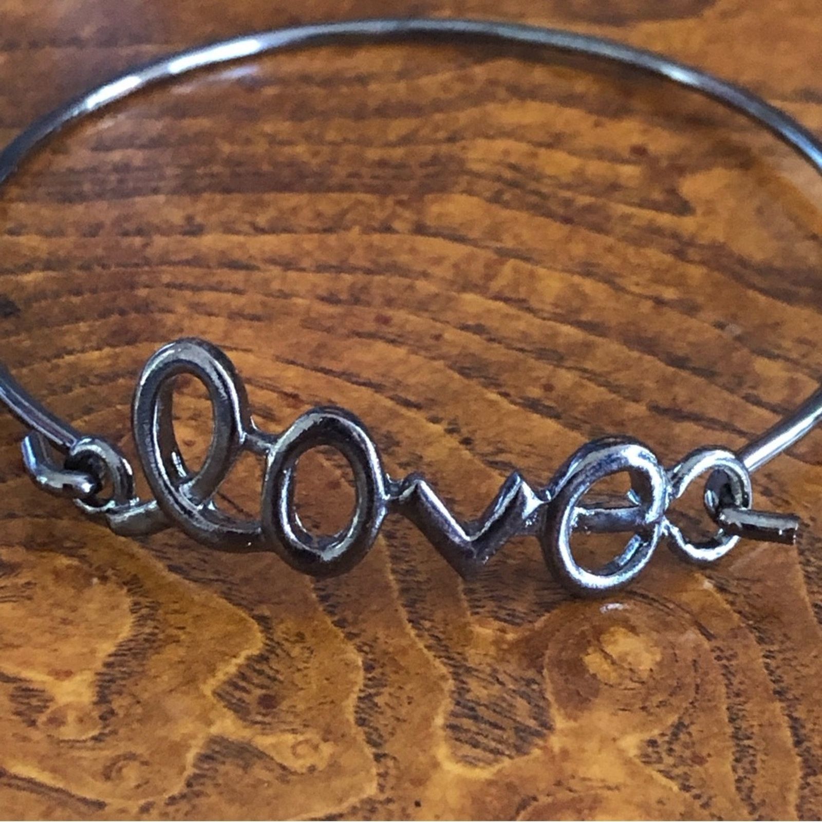 Jewelry Ladies chrome “love” bangle bracelet Size ONE SIZE - 2 Thumbnail