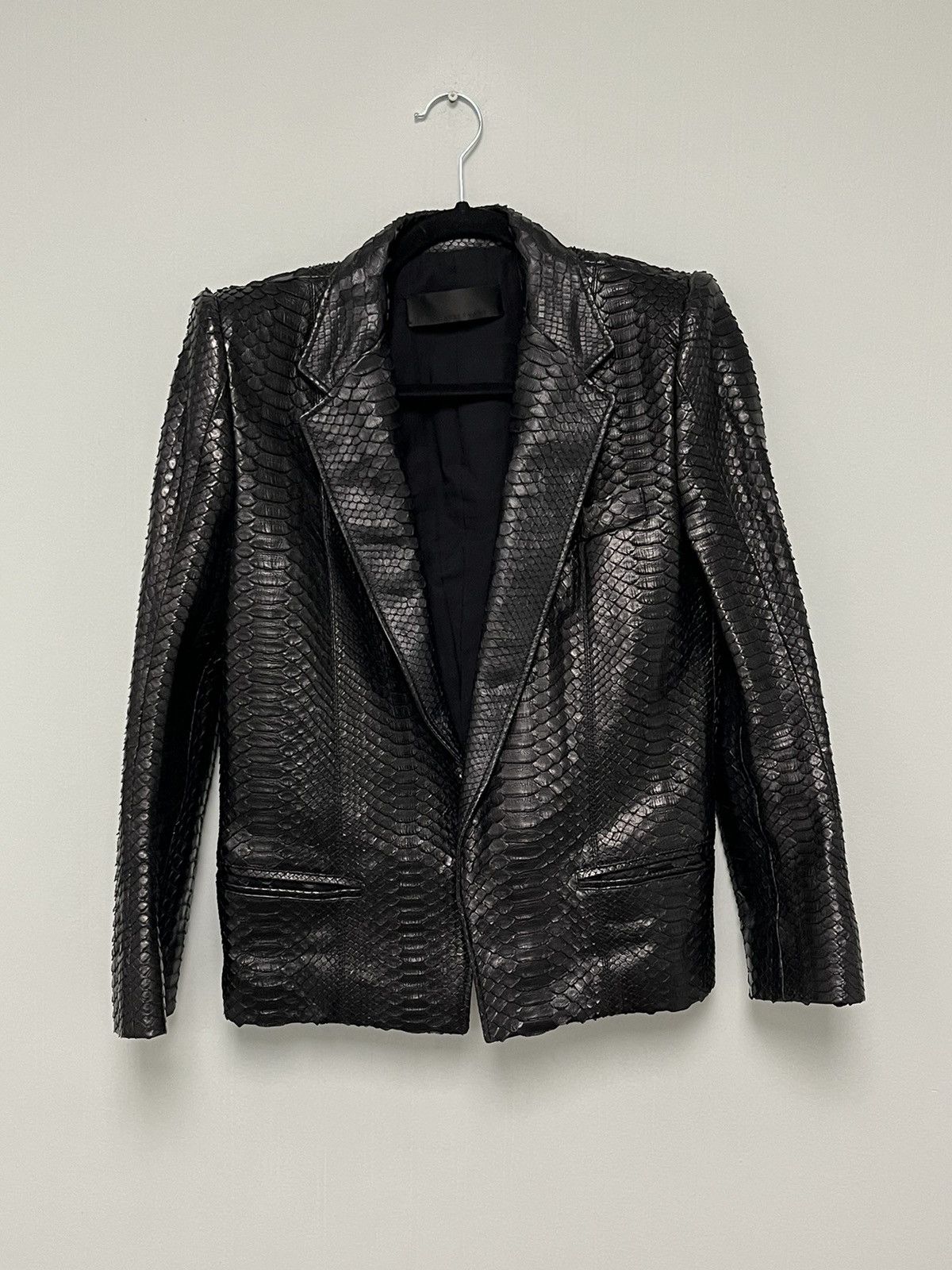 image of Haider Ackermann Crocodile Embossed Leather Jacket. 38 in Black, Women's (Size XS)