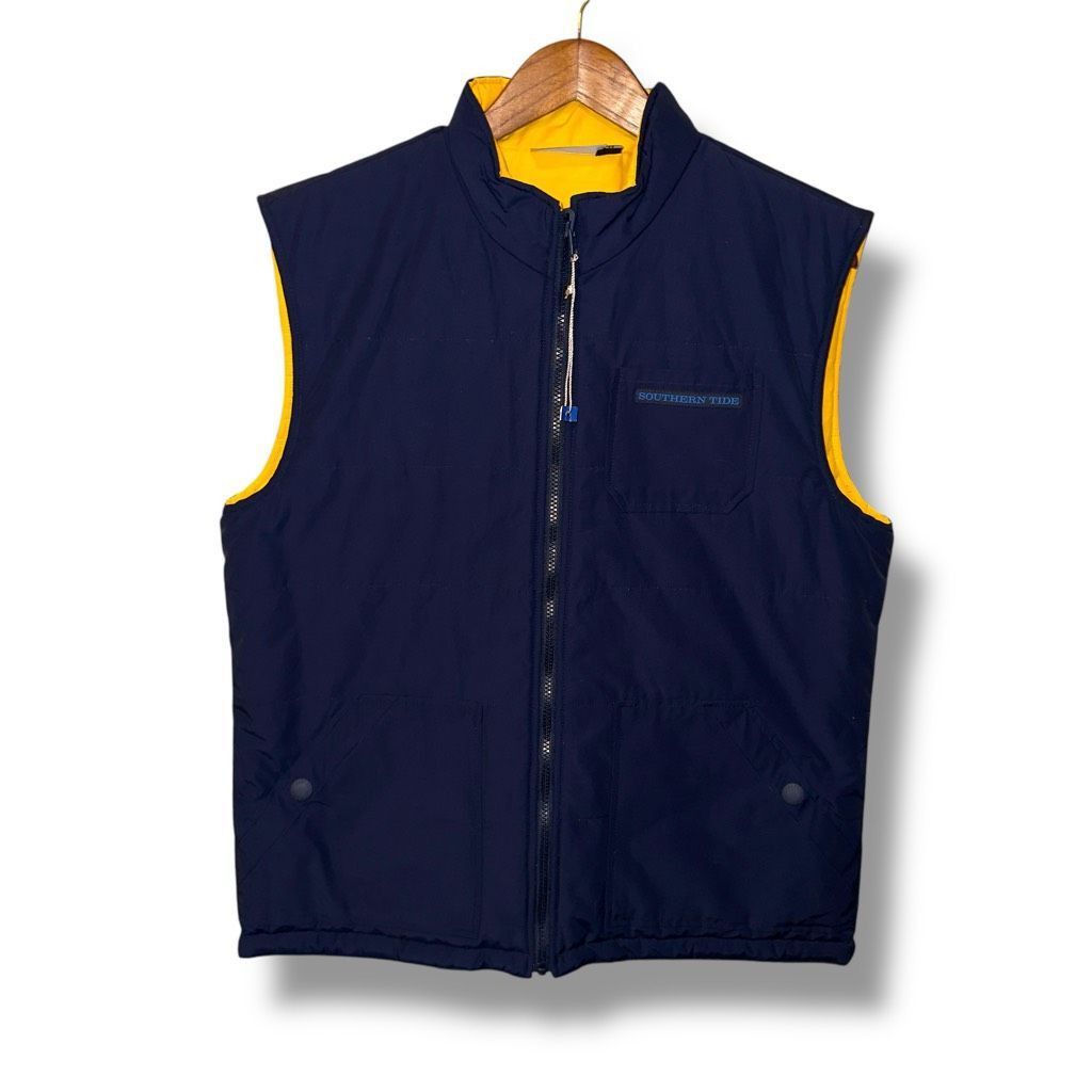 Southern Tide Southern Tide Navy Blue & Yellow Reversible Gilet Vest Size Size US M / EU 48-50 / 2 - 1 Thumbnail