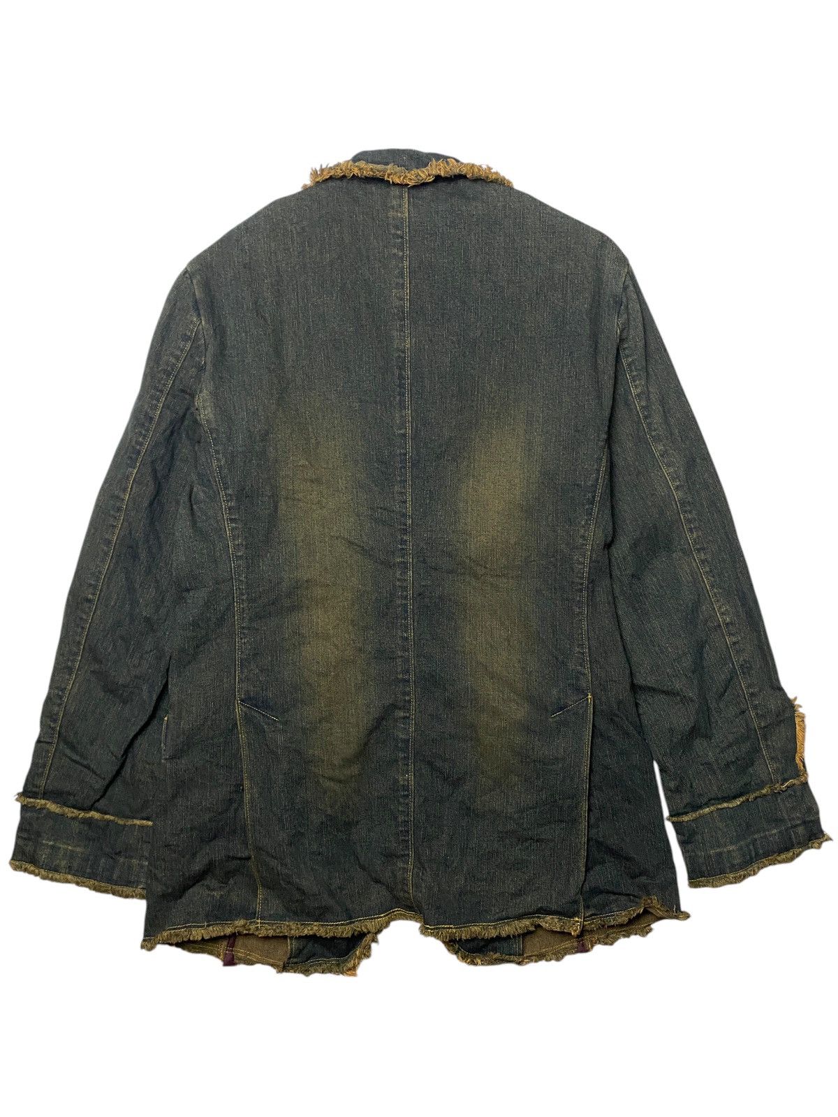 If Six Was Nine × Japanese Brand × Le Grande Bleu (L.G.B.) 2000's Tornado Mart Mudwash Fringe Tribal Denim Coat Size US M / EU 48-50 / 2 - 6 Thumbnail