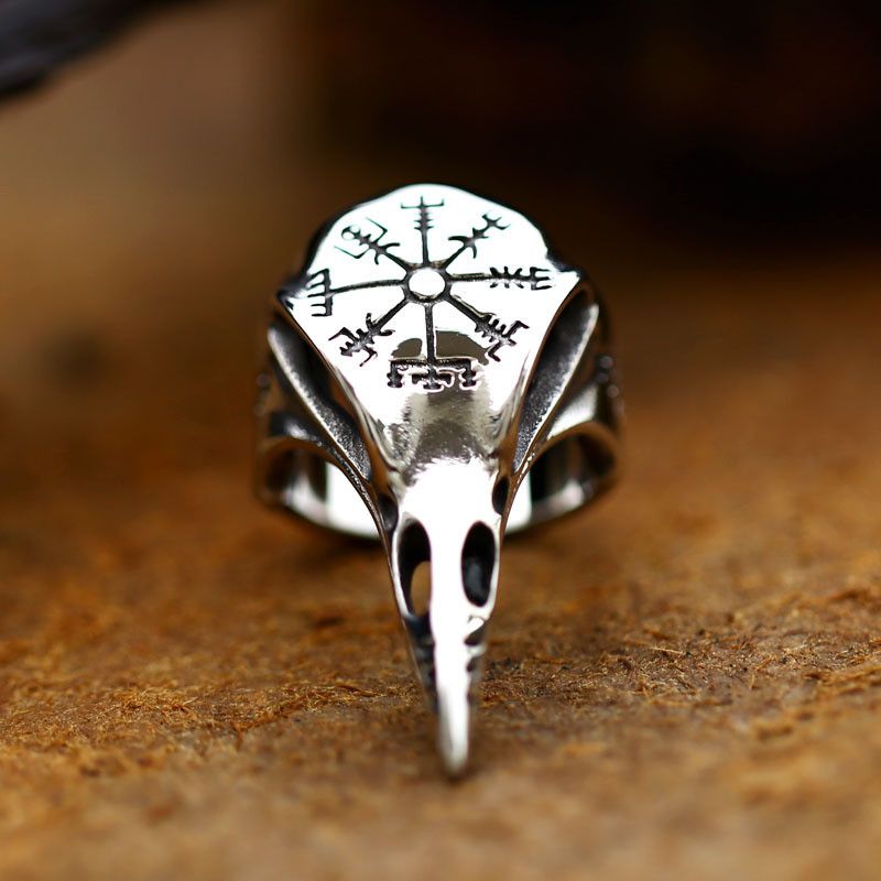 Vintage Resizable Retro Odin Crow Punk Gothic Ring Size ONE SIZE - 1 Thumbnail