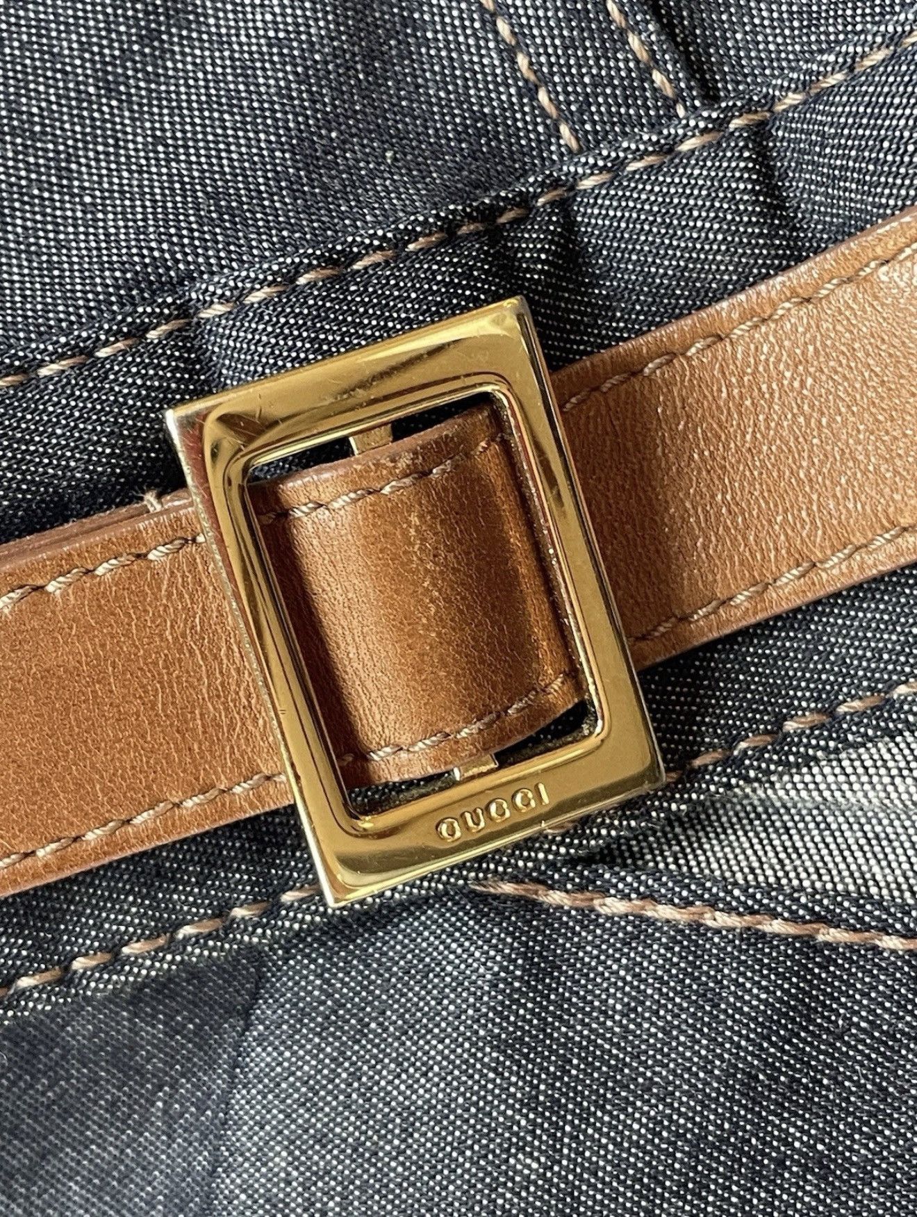 Gucci GUCCI Tom Ford FW 2000 Dark Blue Denim Leather Buckle Jacket Size S / US 4 / IT 40 - 13 Thumbnail