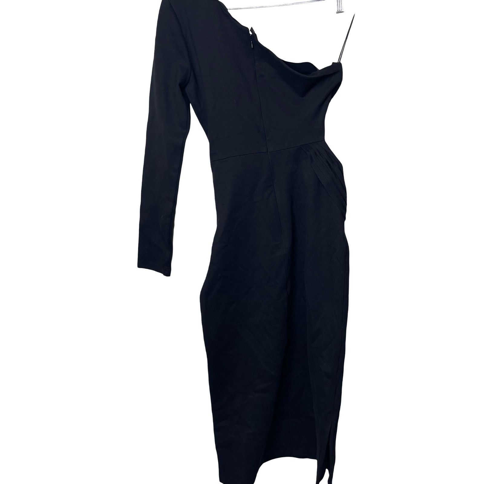 ALEXIS ALEXIS Jersey Black Stretch One-Shoulder Royale Midi Dress Size S / US 4 / IT 40 - 5 Thumbnail