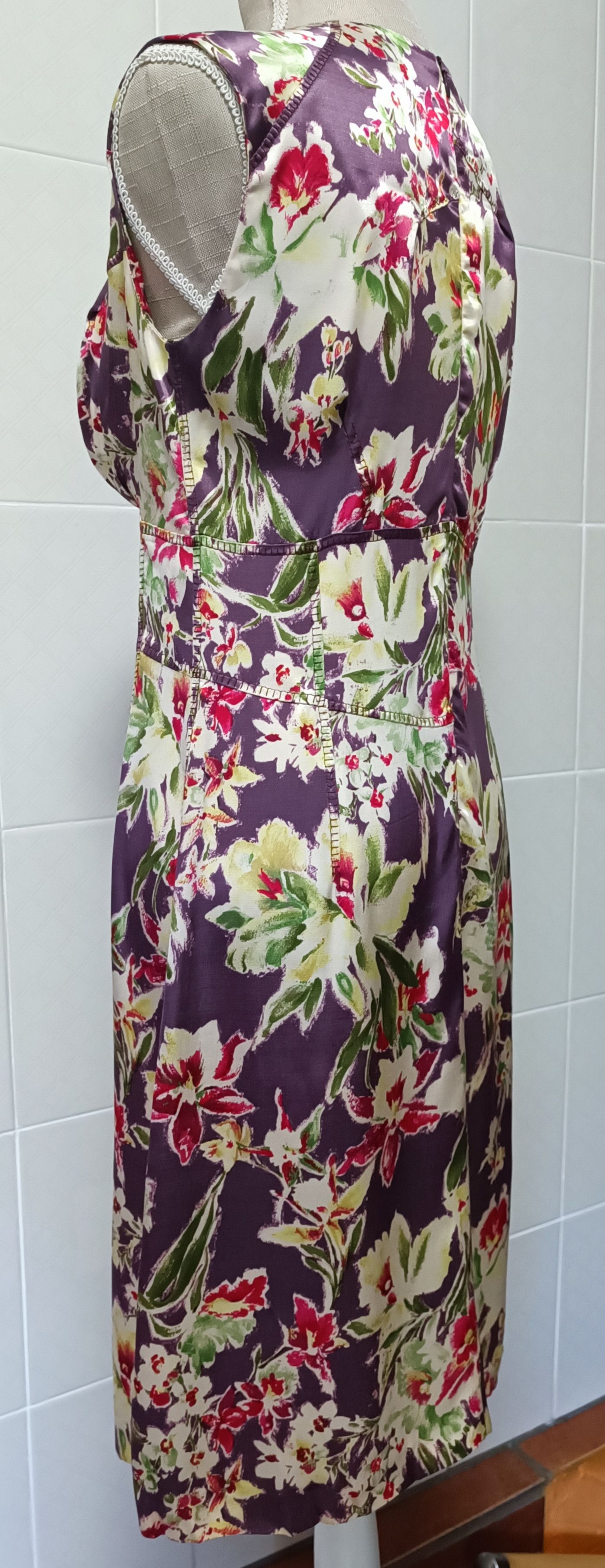 Jean Paul Gaultier 2000's - satin dark purple and floral midi dress Size M / US 6-8 / IT 42-44 - 12 Thumbnail