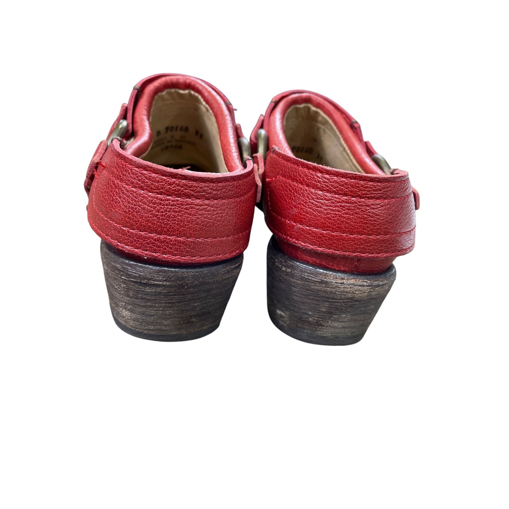 Frye Frye Vintage womans Leather Red Harness Mules Booties shoes Size US 7 / IT 37 - 15 Thumbnail