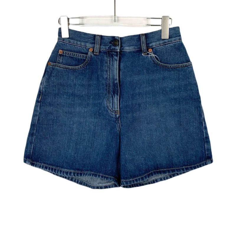 Gucci Gucci Blue leather brand logo horse buckle jeans shorts 250 Size US 27 - 1 Thumbnail