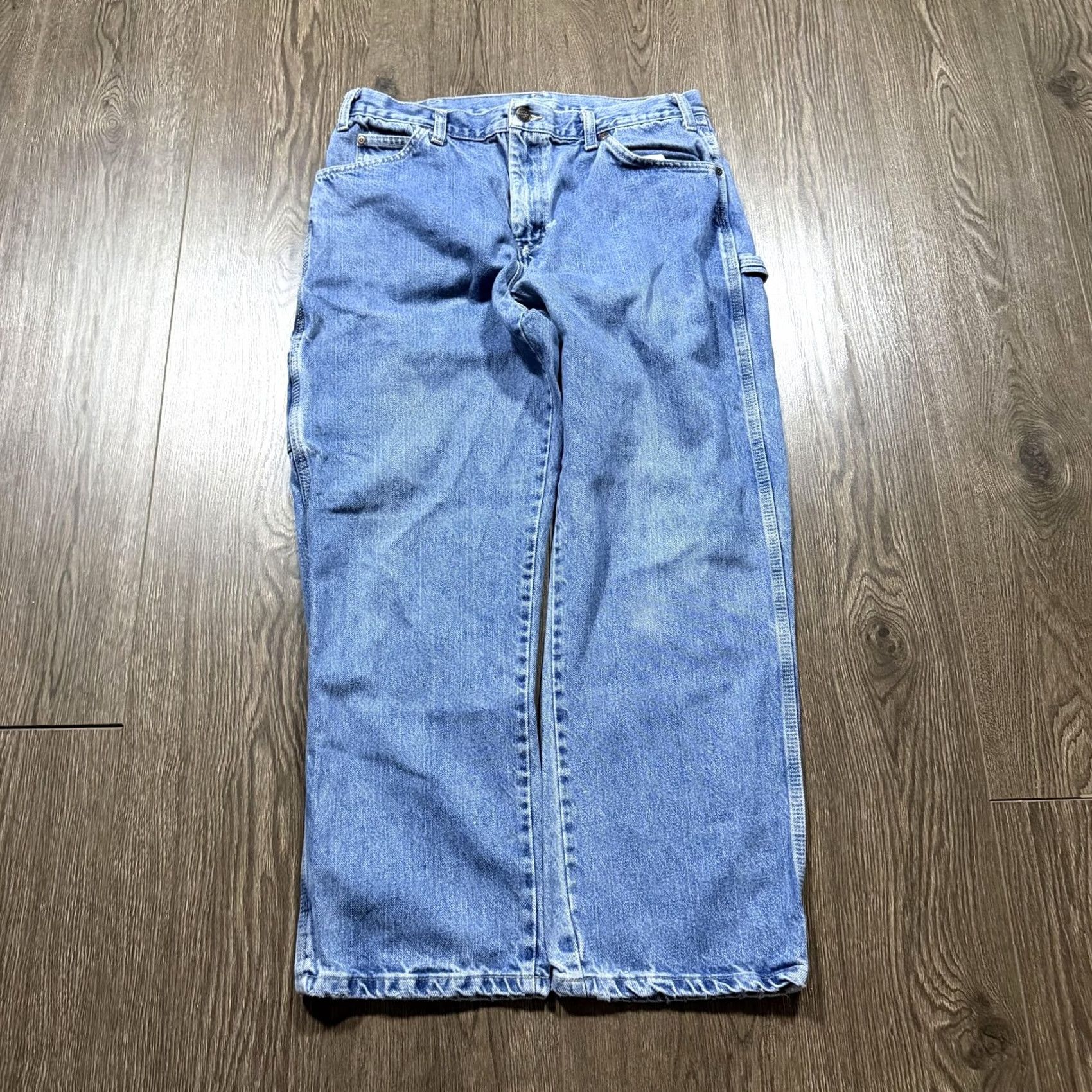 Dickies Dickies Carpenter Jeans Mens 36x31 Blue Medium Wash Y2K Baggy Relaxed Denim Workwear Size US 36 / EU 52 - 4 Thumbnail