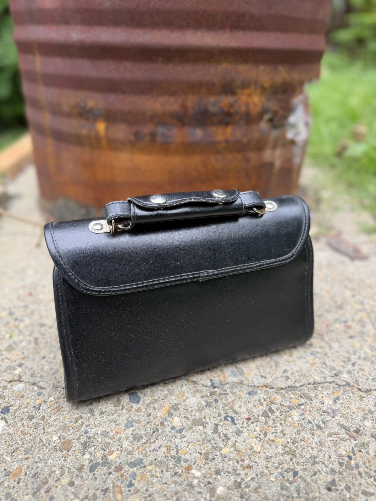 Other Vintage Structured Black Leather Satchel – Lock Closure Size ONE SIZE - 5 Thumbnail