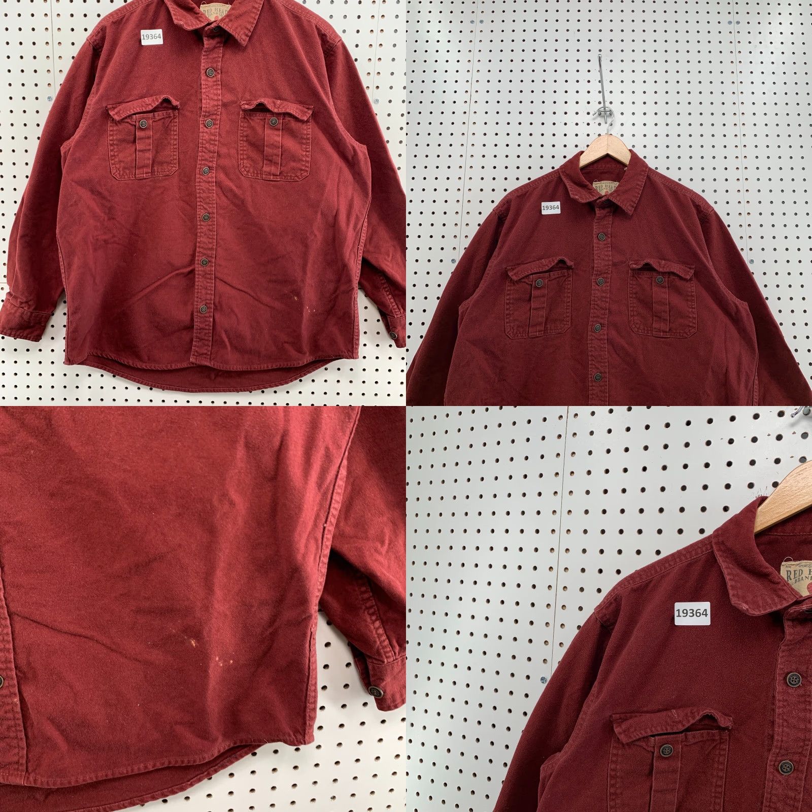 Vintage VINTAGE RedHead Button-Up Shirt Red Long Sleeve Burgundy Pockets Heavyweight L 23x30.5 Size US L / EU 52-54 / 3 - 8 Thumbnail