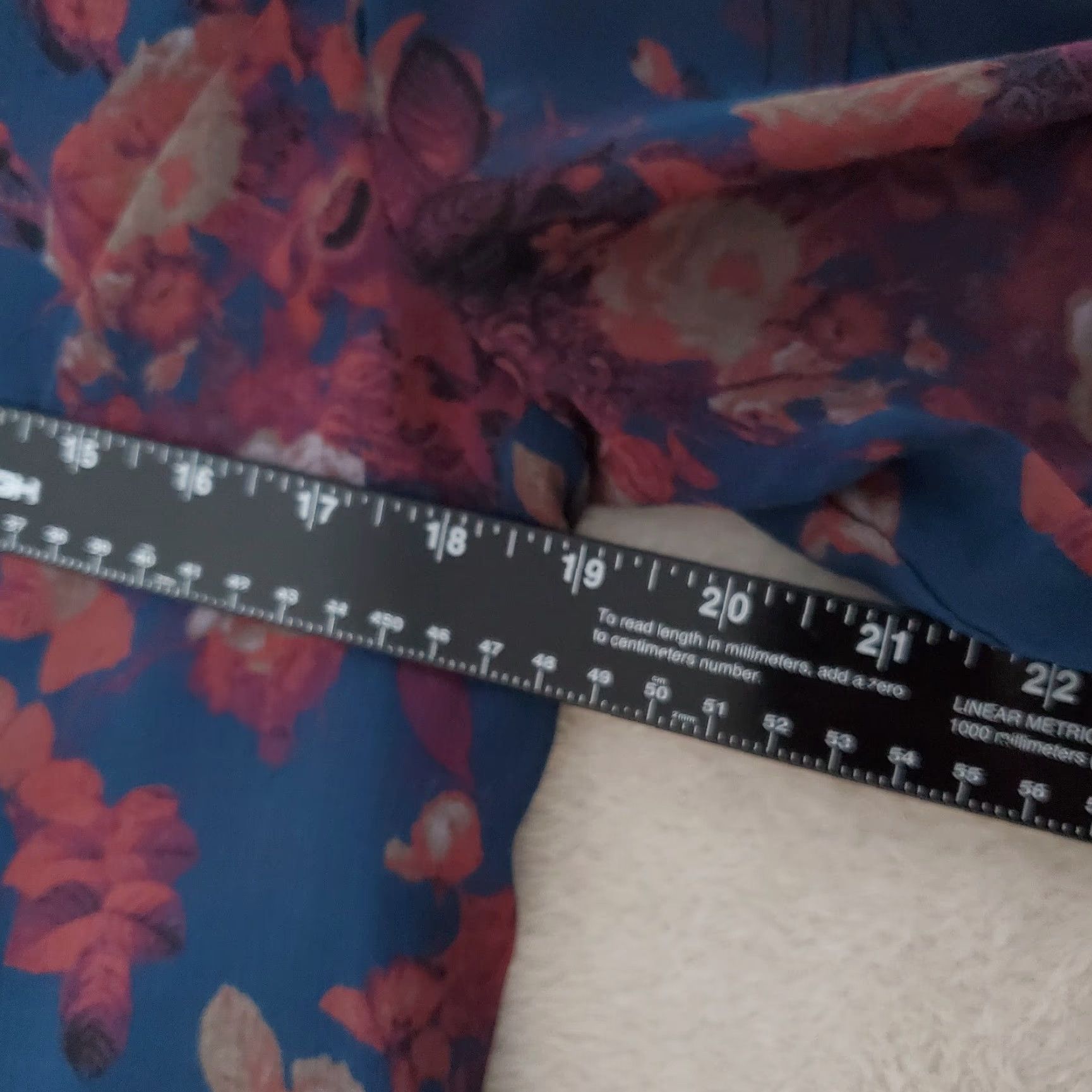 Vintage Kimchi Blue Dress Women L Blue Floral A Line Sheer Long Sleeves Lined Tie Back Eyelash Hem Boho Casual Party/Cocktail Travel Size L / US 10 / IT 46 - 7 Thumbnail